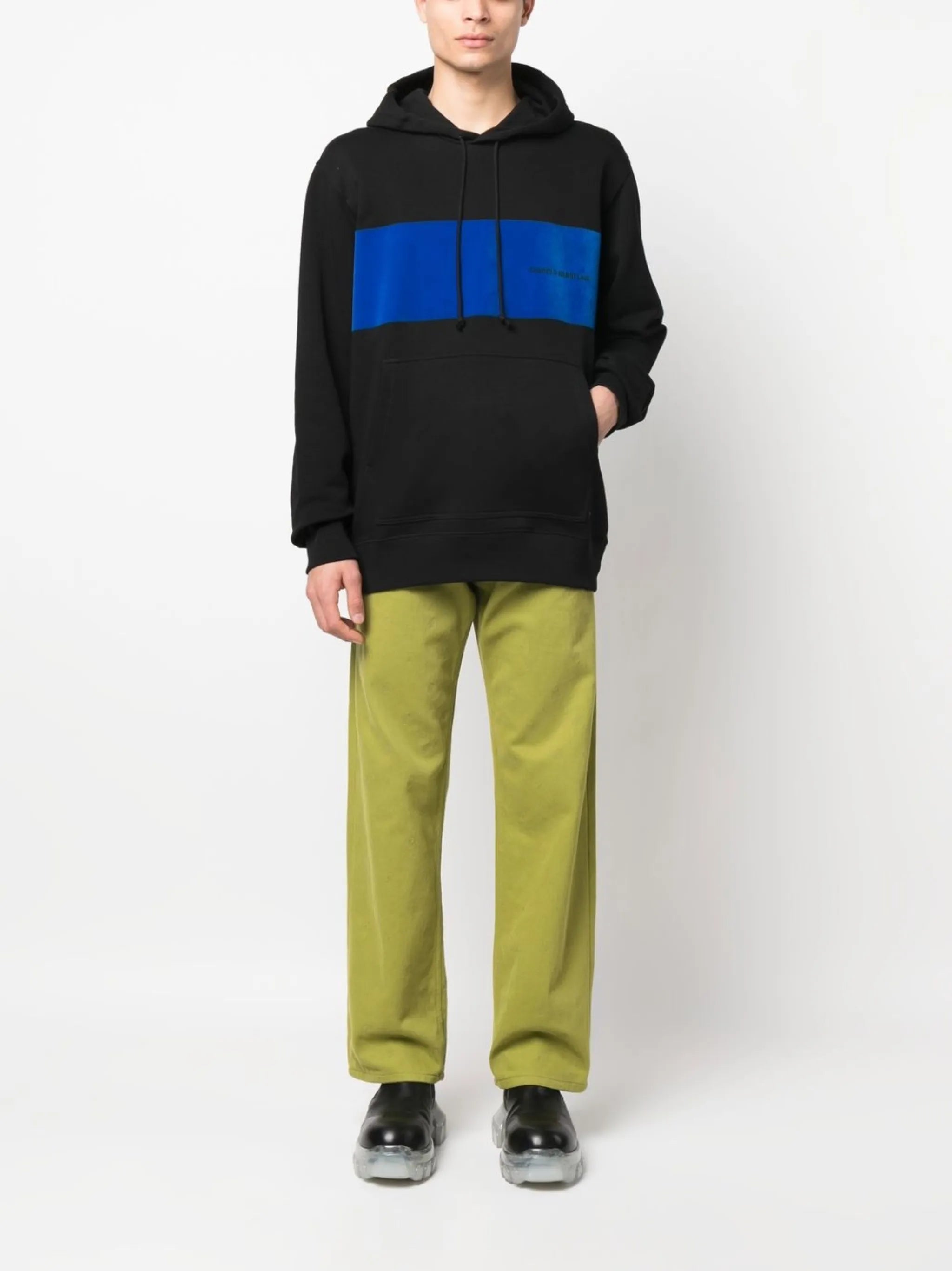 Black Flocked Logo Knit Hoodie