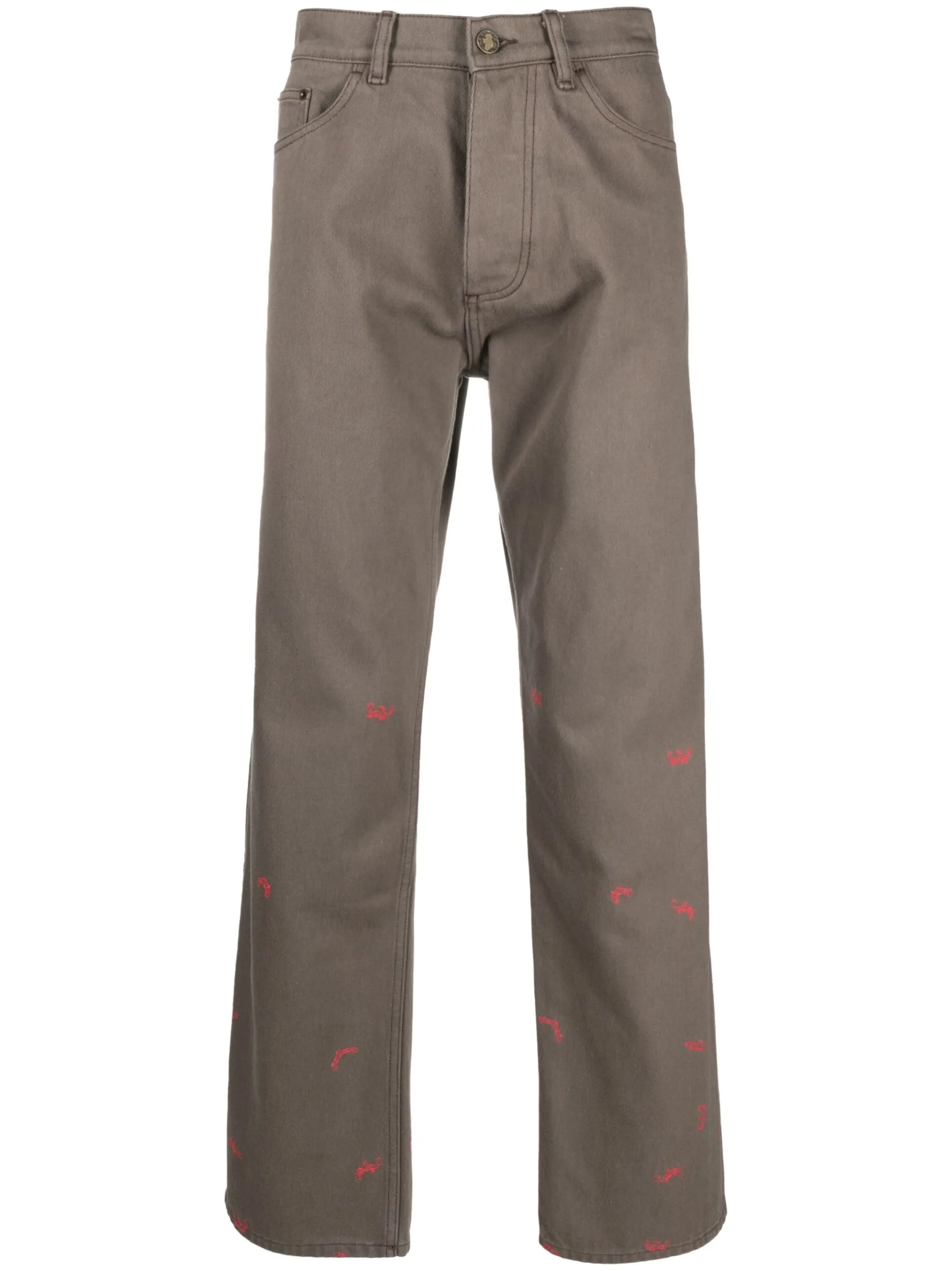 paint-splattered straight-leg trousers