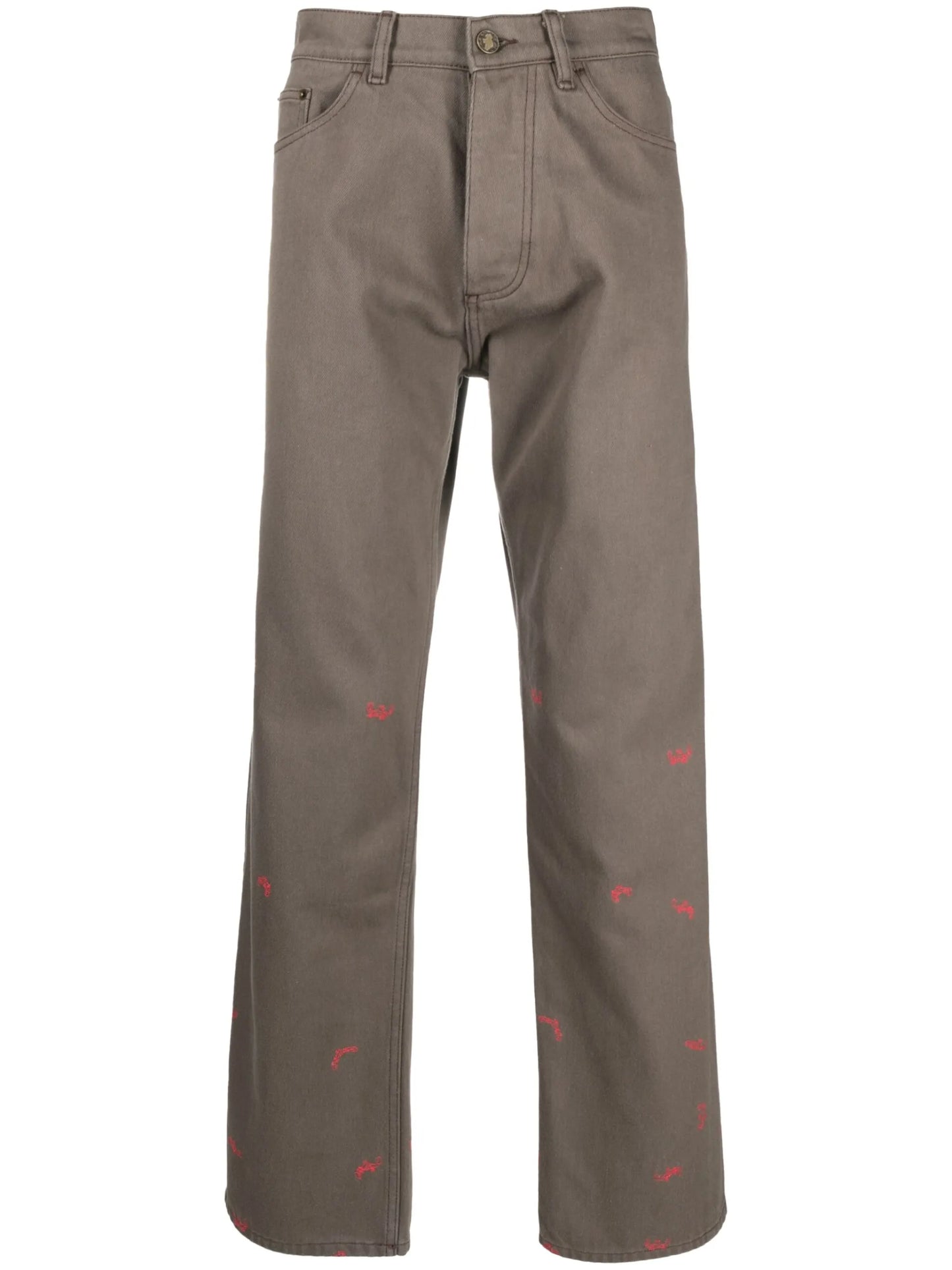 paint-splattered straight-leg trousers