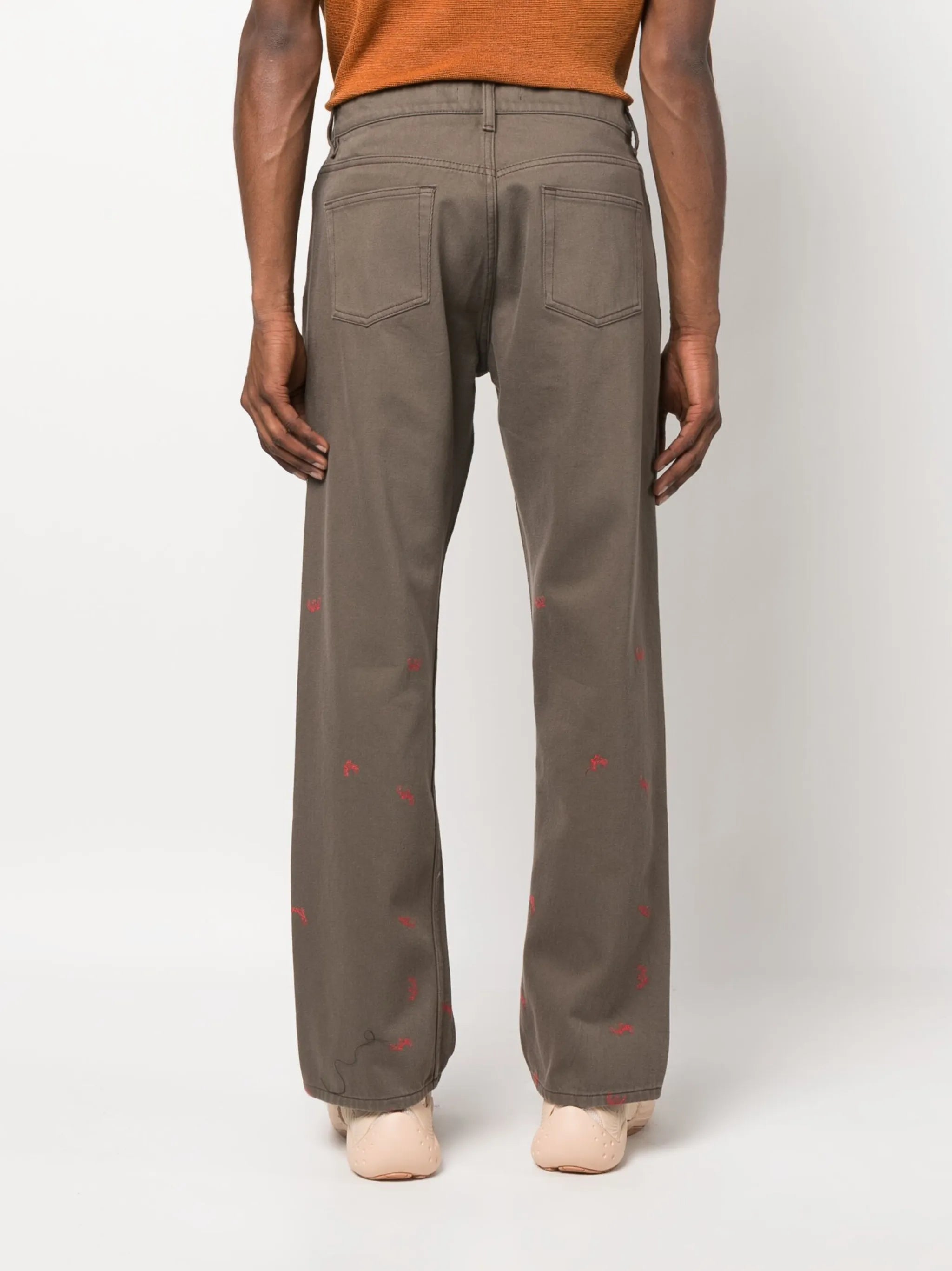 paint-splattered straight-leg trousers