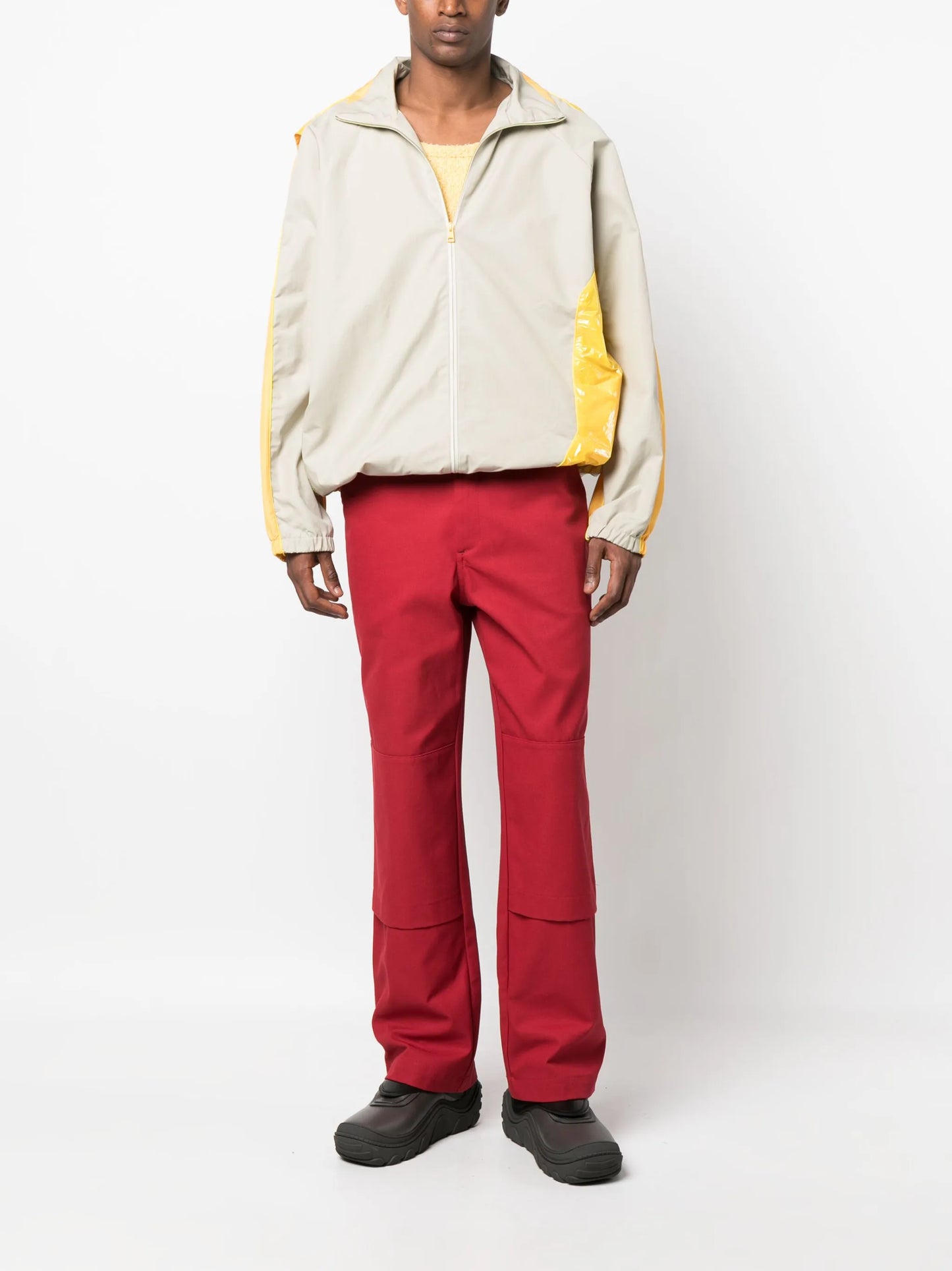 colour-block zip-fastening jacket