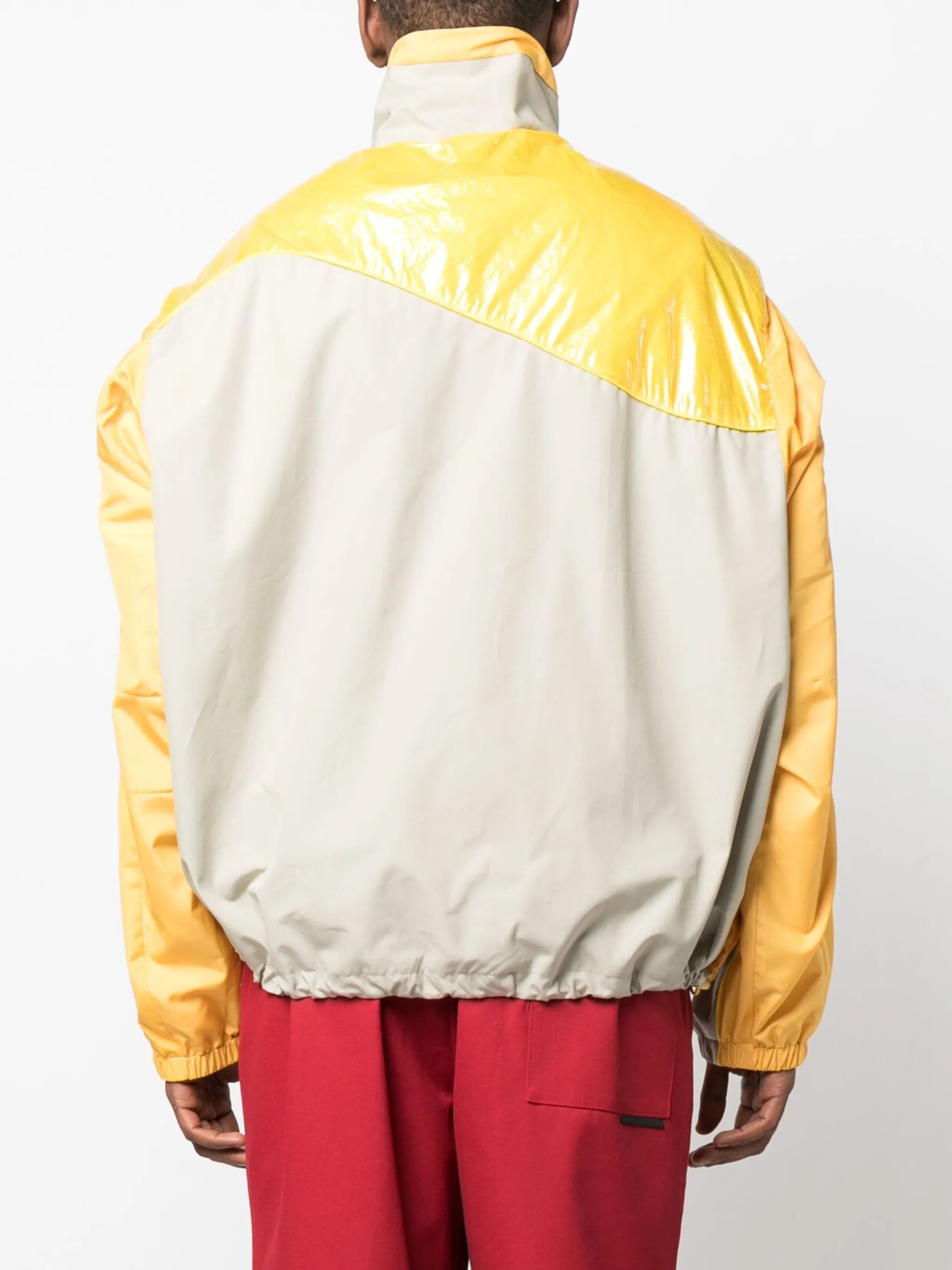 colour-block zip-fastening jacket