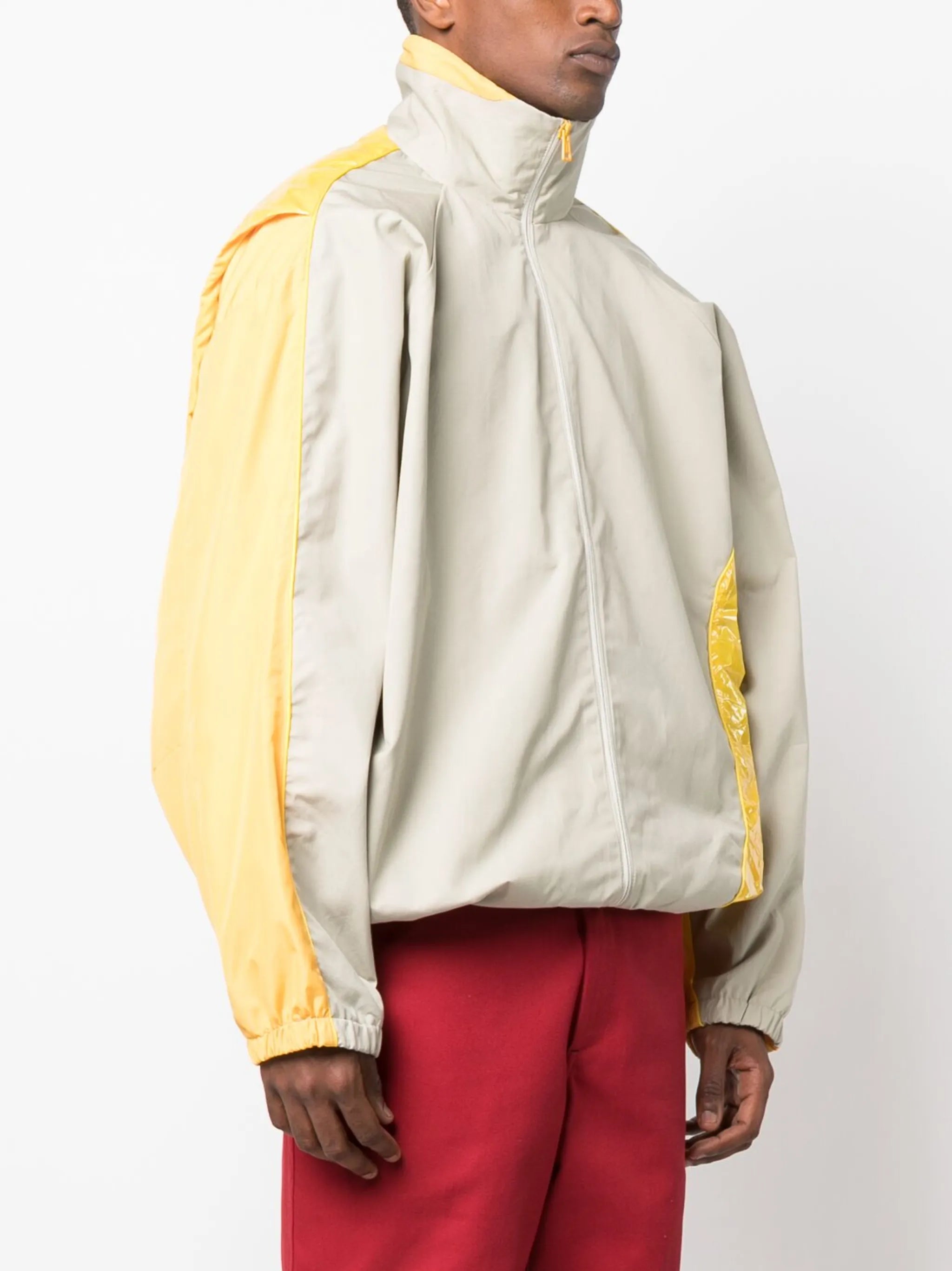 colour-block zip-fastening jacket