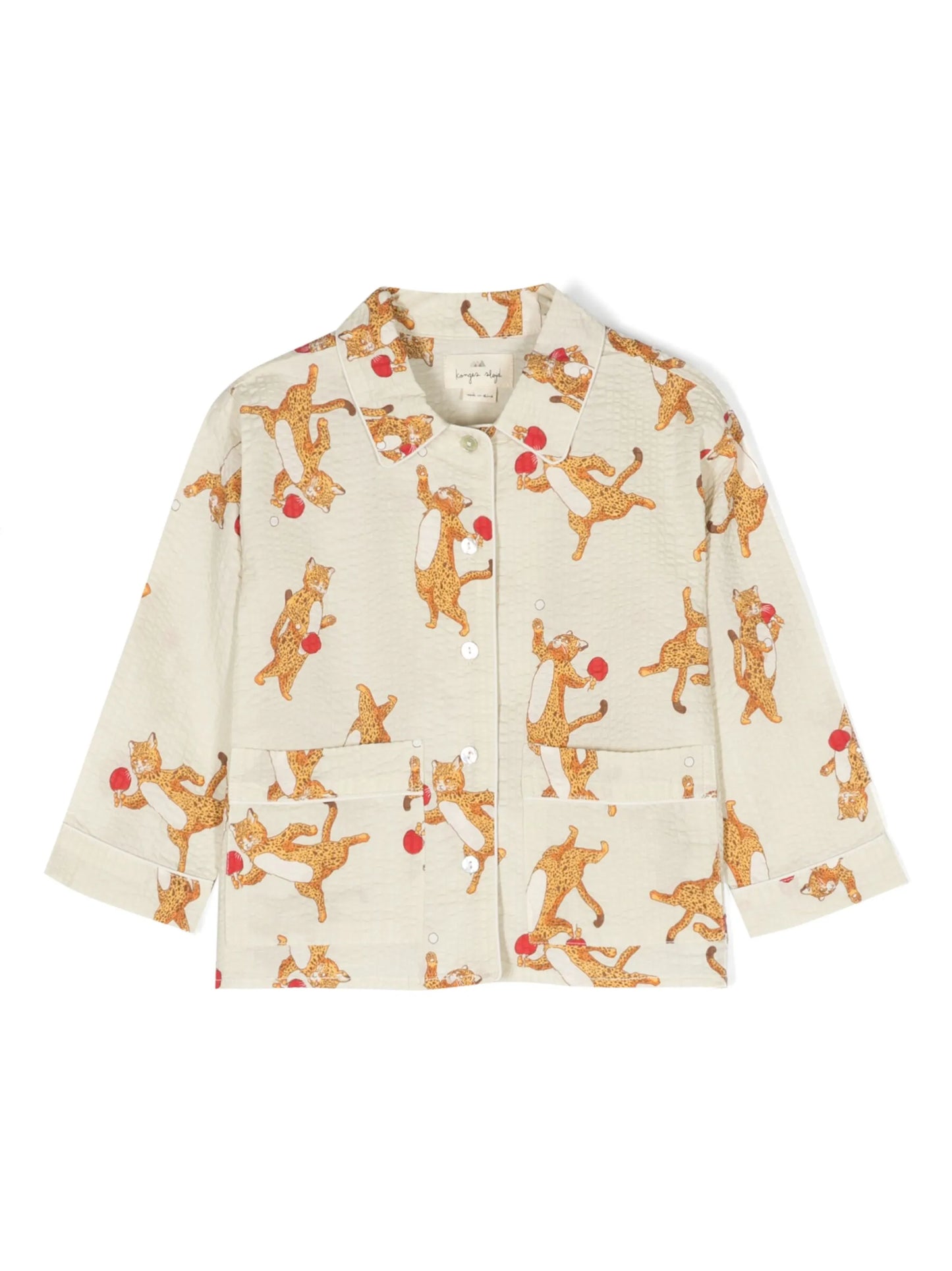 cat-print seersucker shirt