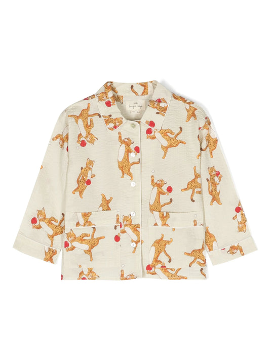 cat-print seersucker shirt