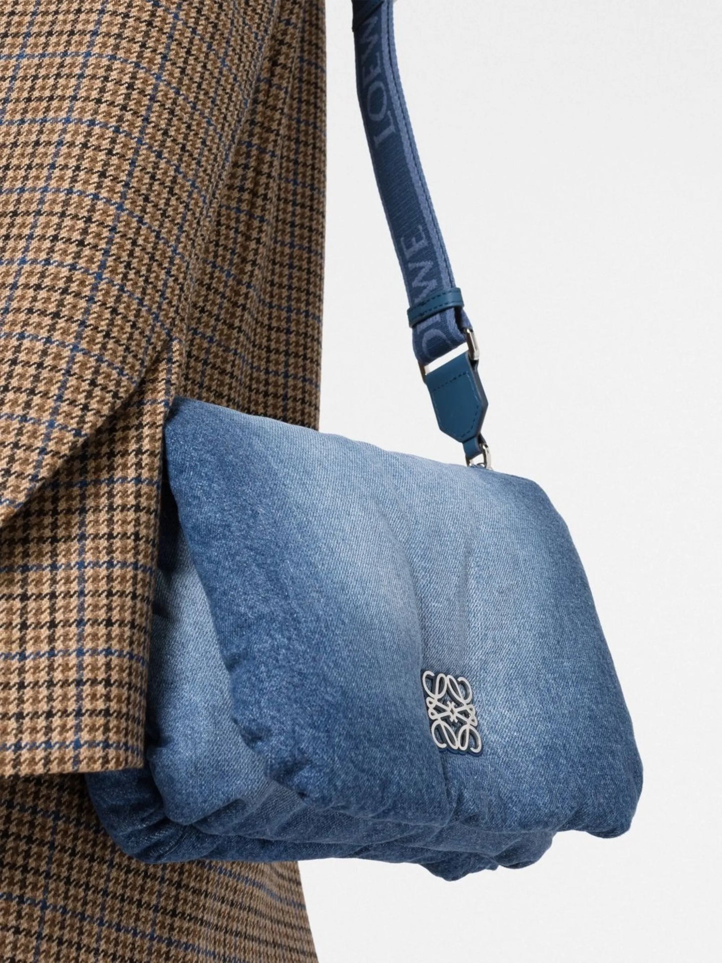 Goya puffer denim crossbody bag
