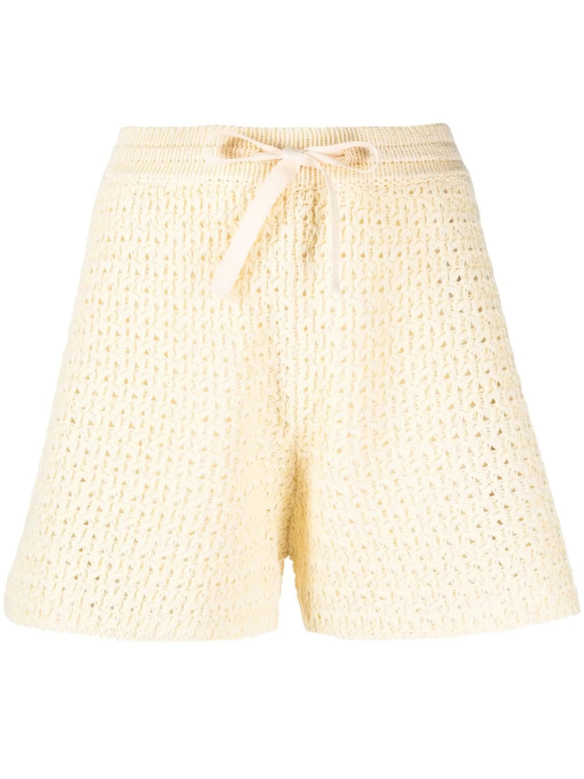 open knit drawstring shorts