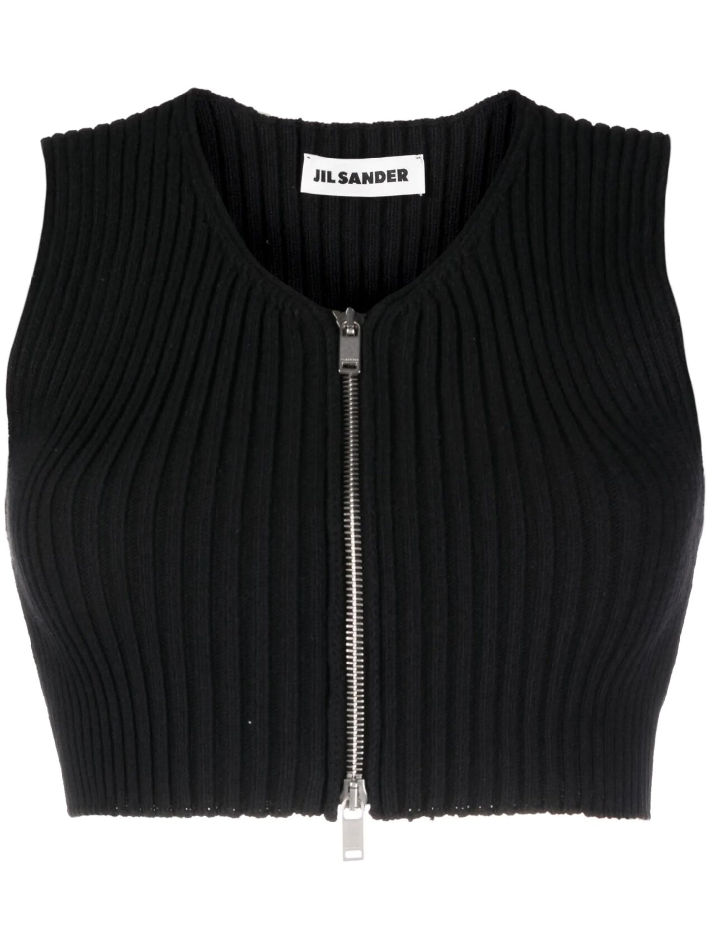 zip-up ribbed crop top