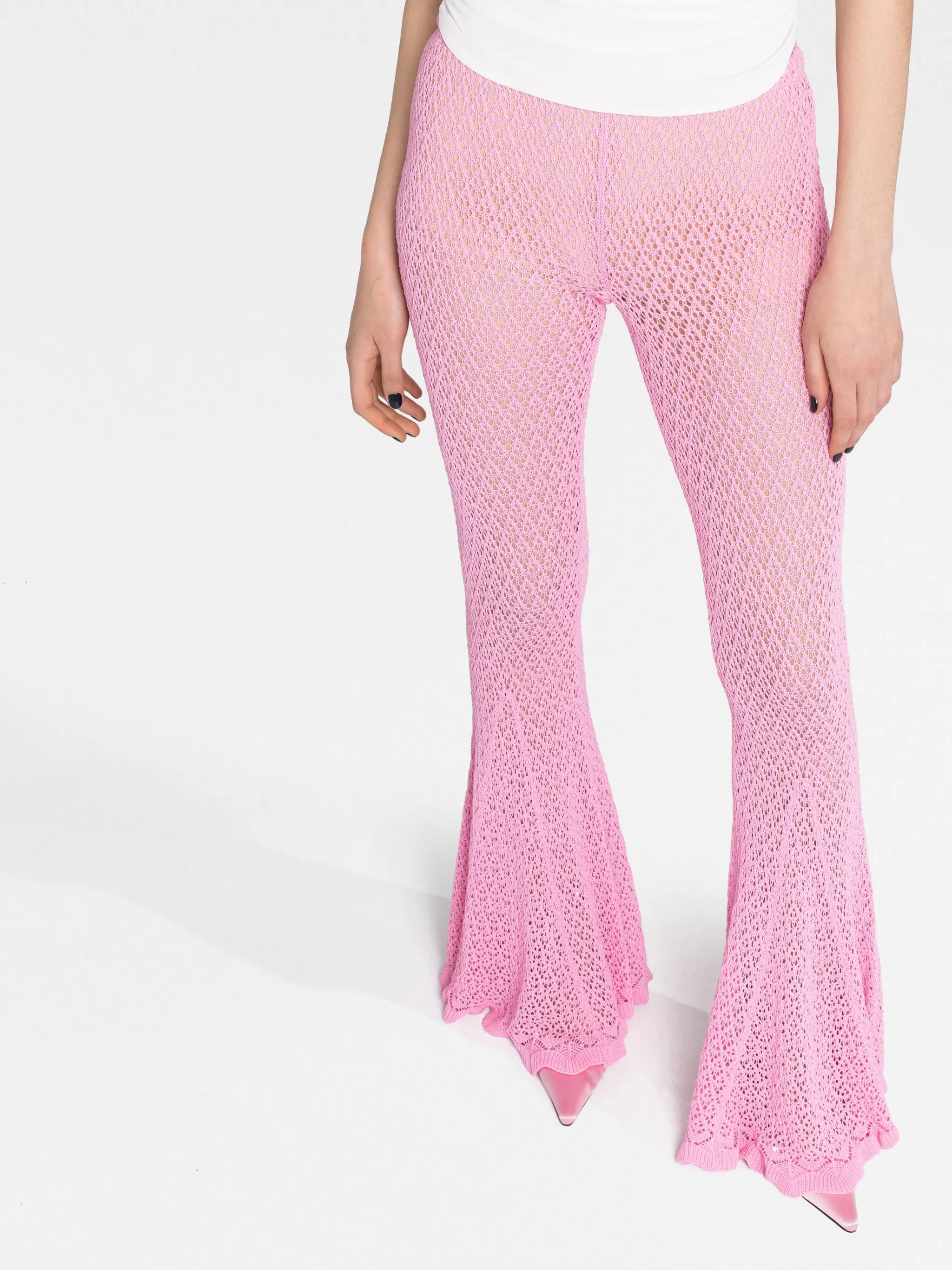 knitted flared trousers