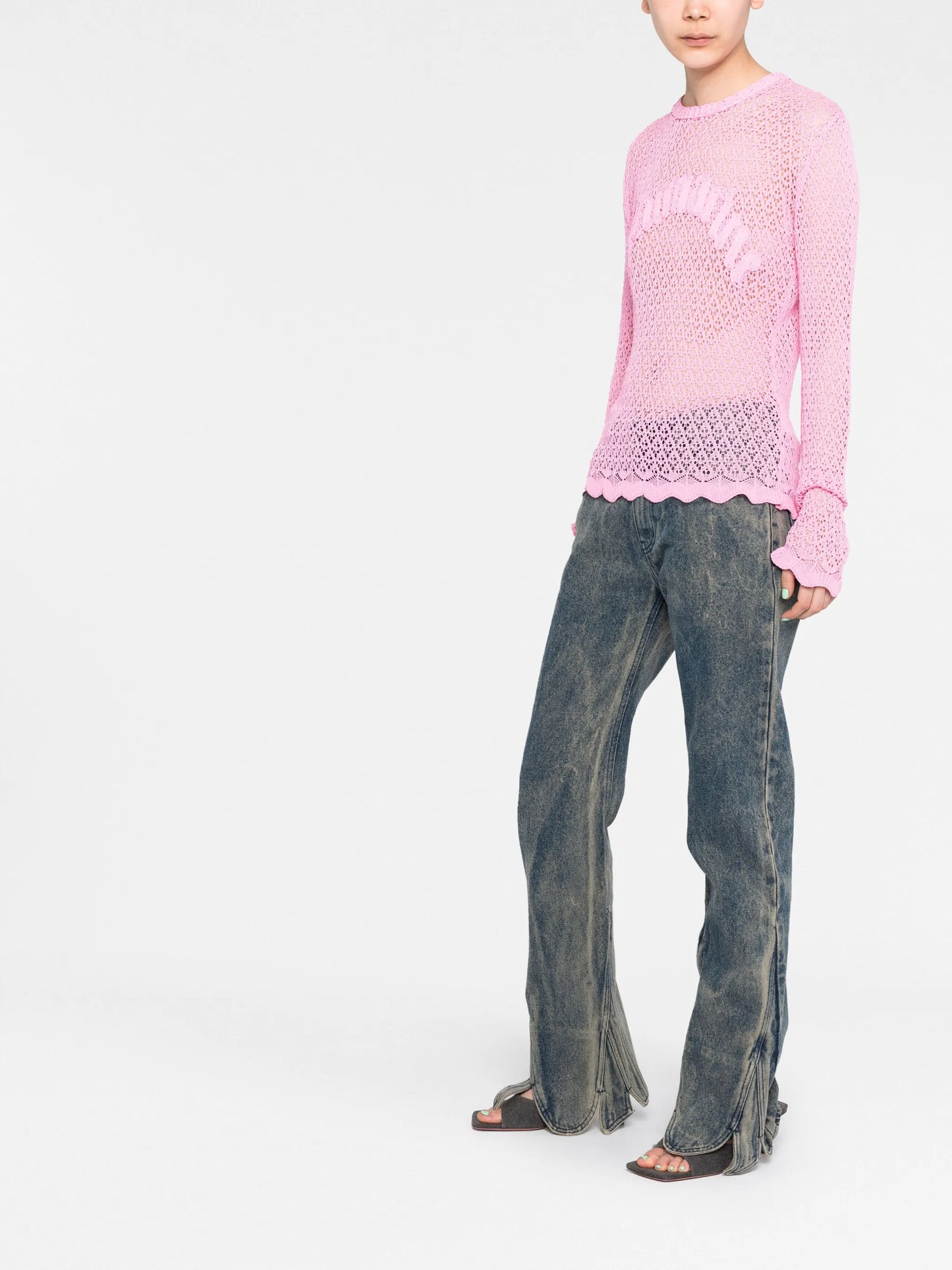 logo-detail open-knit top