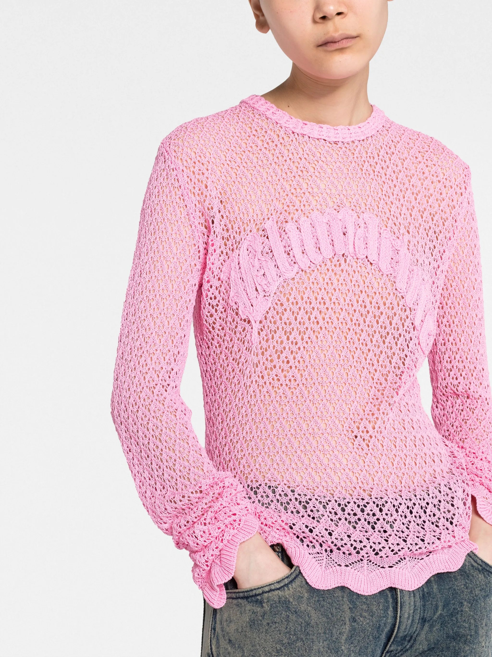 logo-detail open-knit top