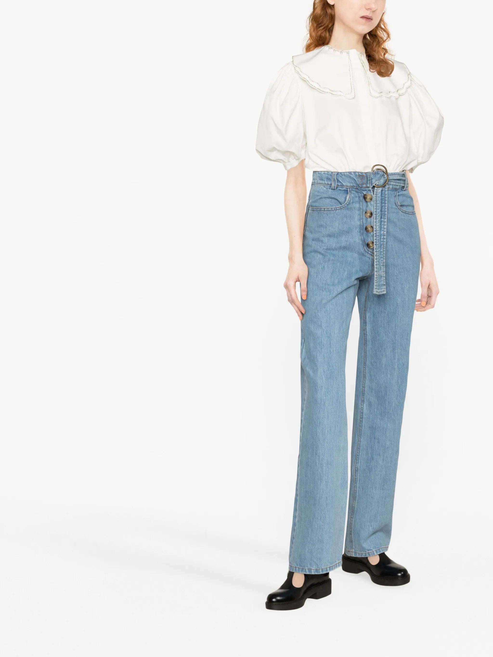 crystal-embellished cropped shirt