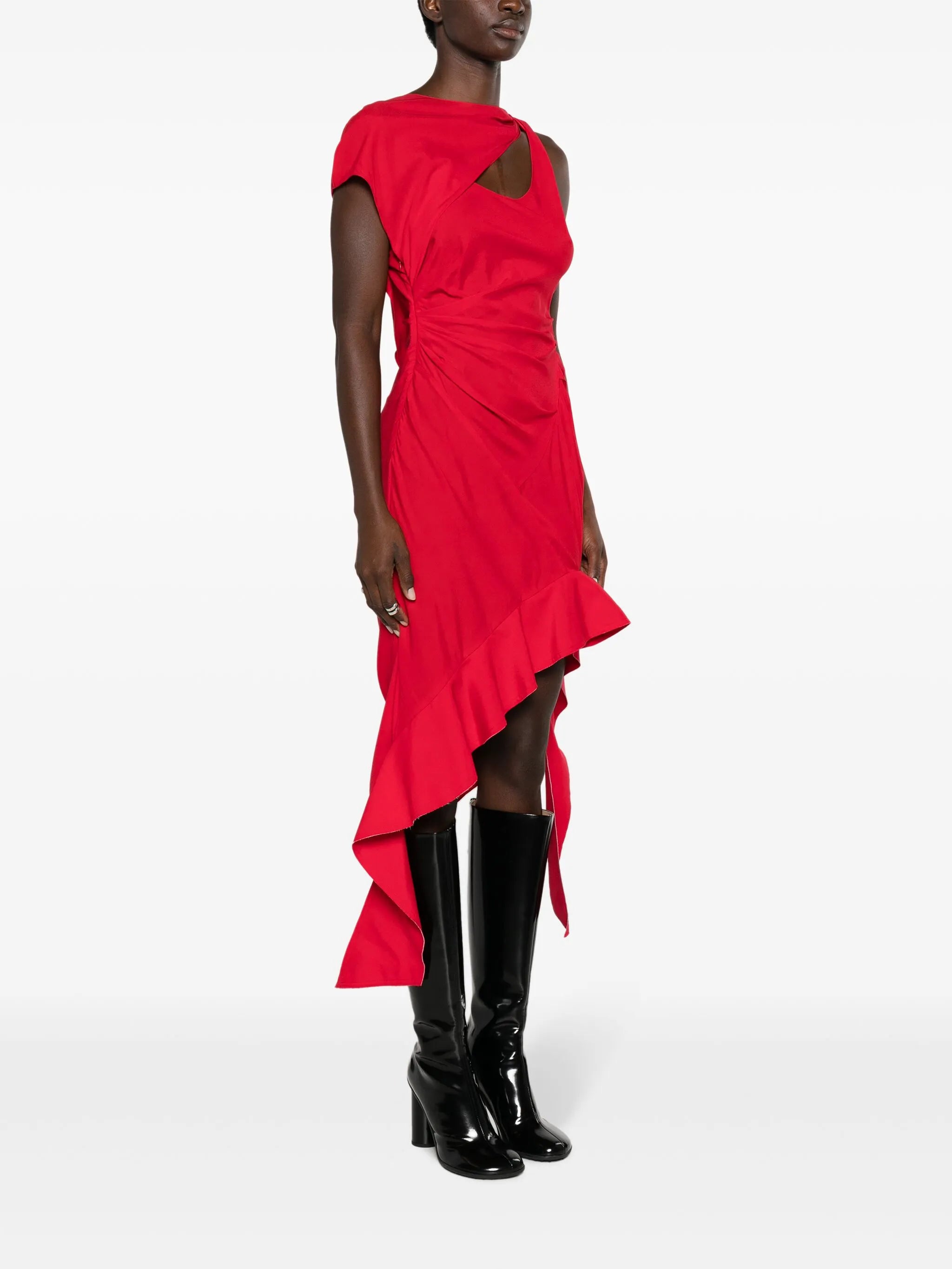 asymmetric ruched dress