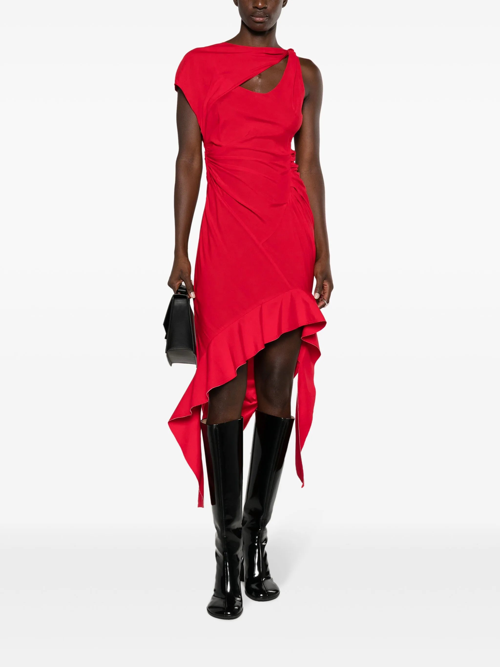 asymmetric ruched dress