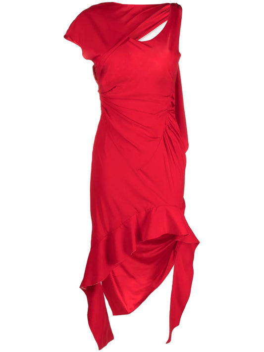 asymmetric ruched dress