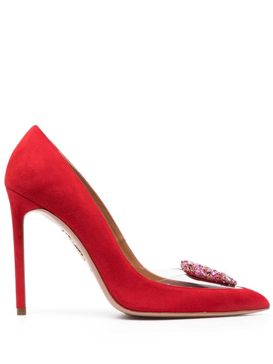 Love Me 105mm crystal-heart pumps