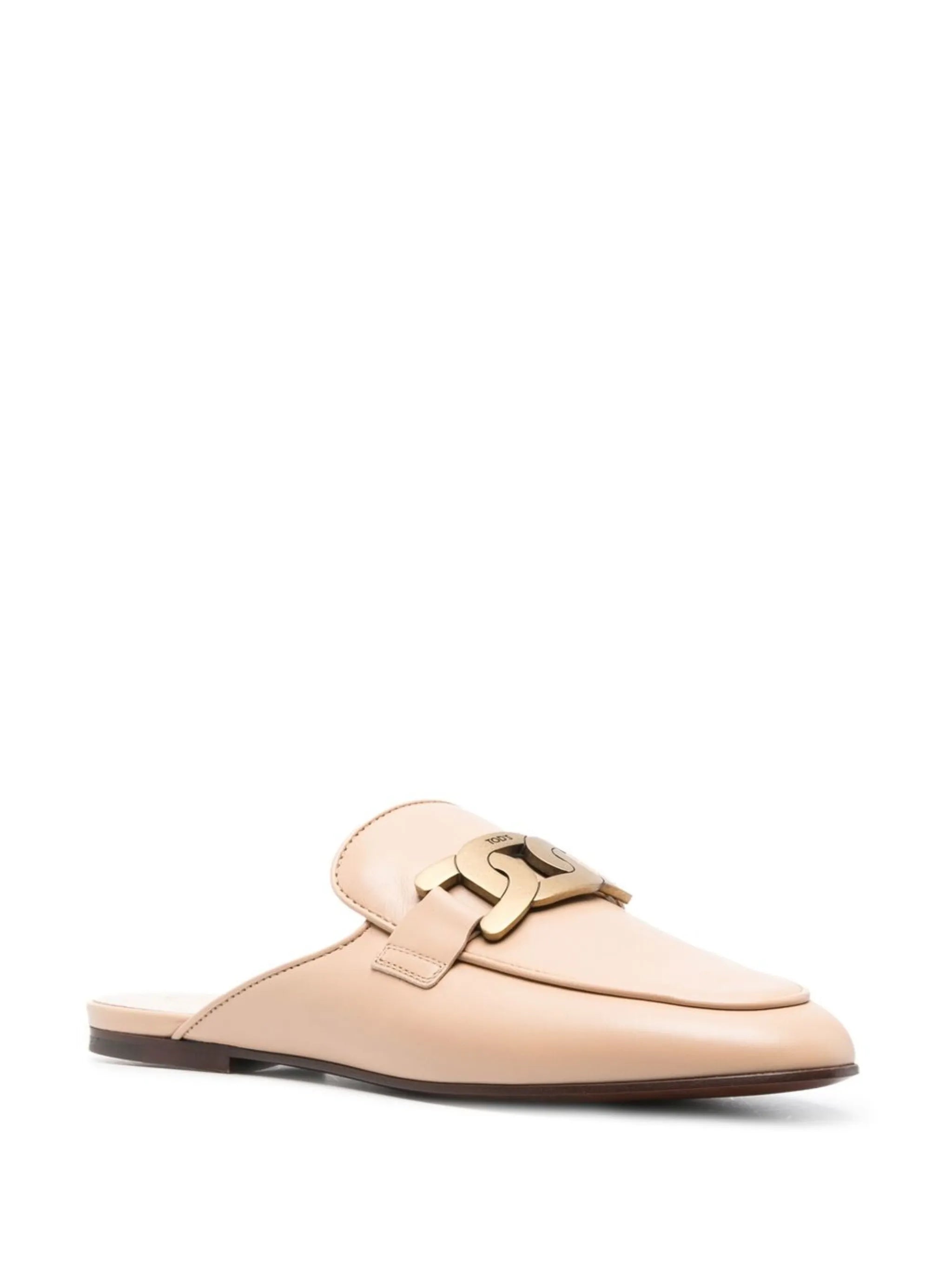 logo-plaque leather mules