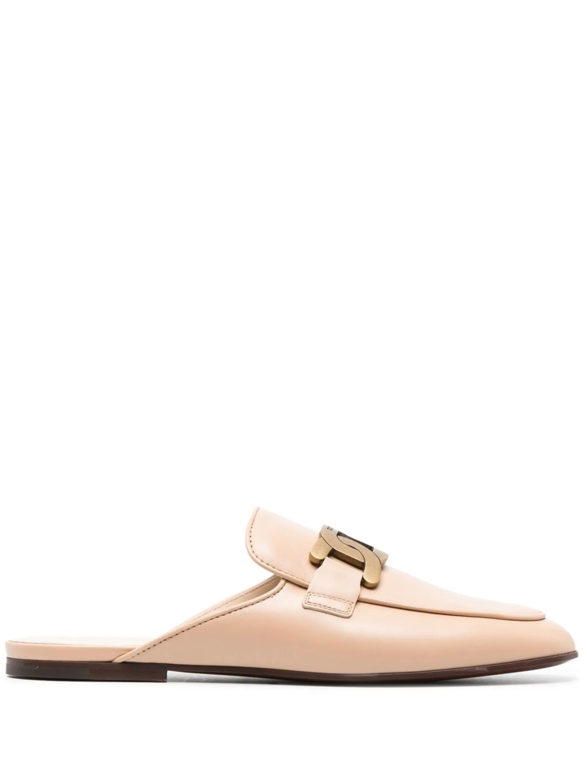 logo-plaque leather mules