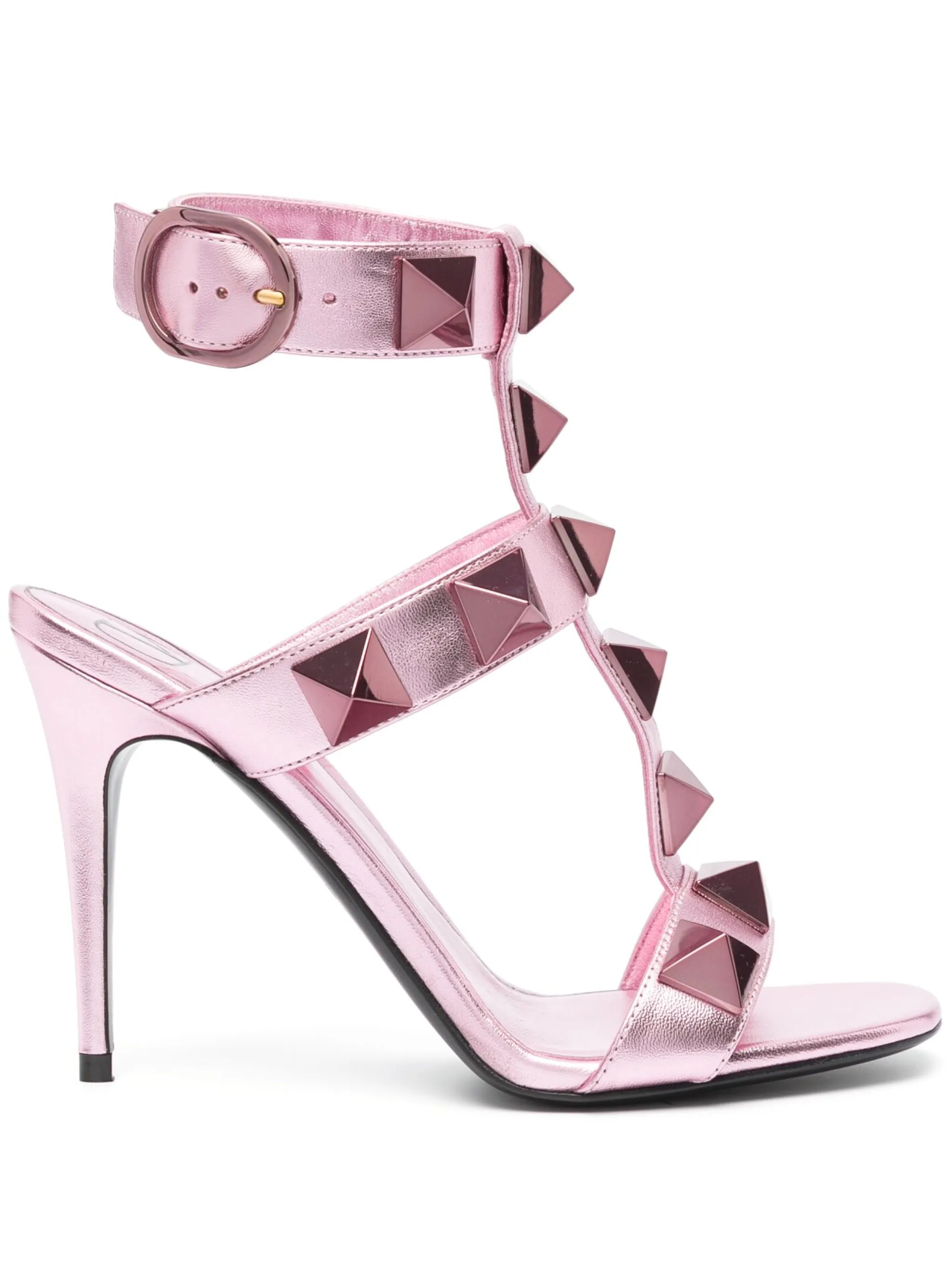 Rockstud metallic-effect 100mm sandals