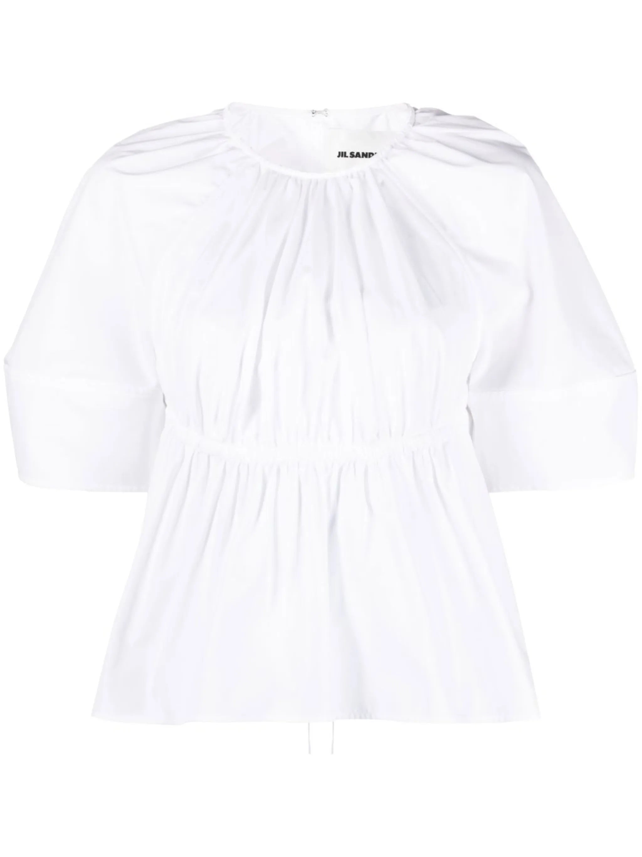 pleated cut-out poplin blouse