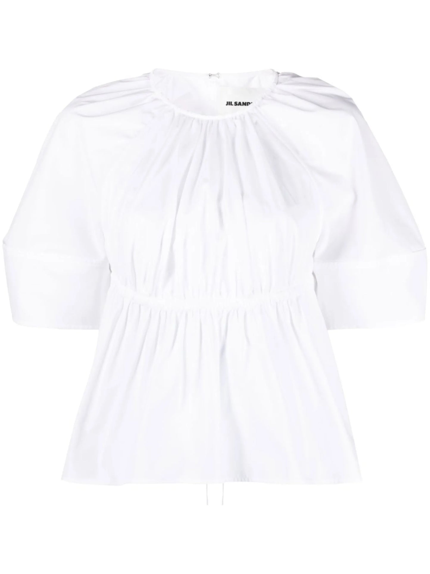 pleated cut-out poplin blouse
