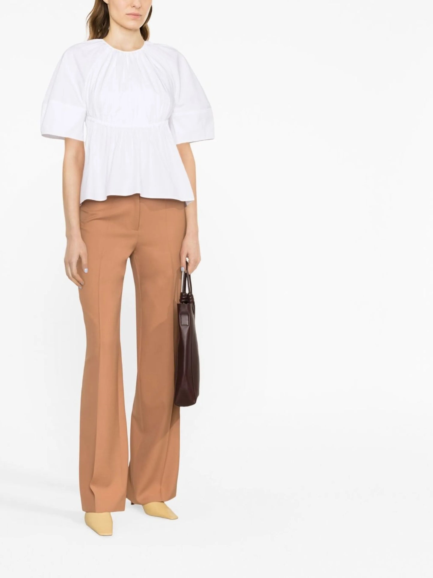 pleated cut-out poplin blouse