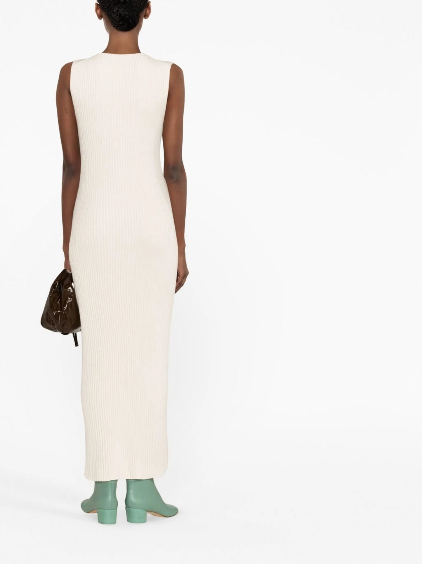 zip-fastening ribbed-knit midi dress
