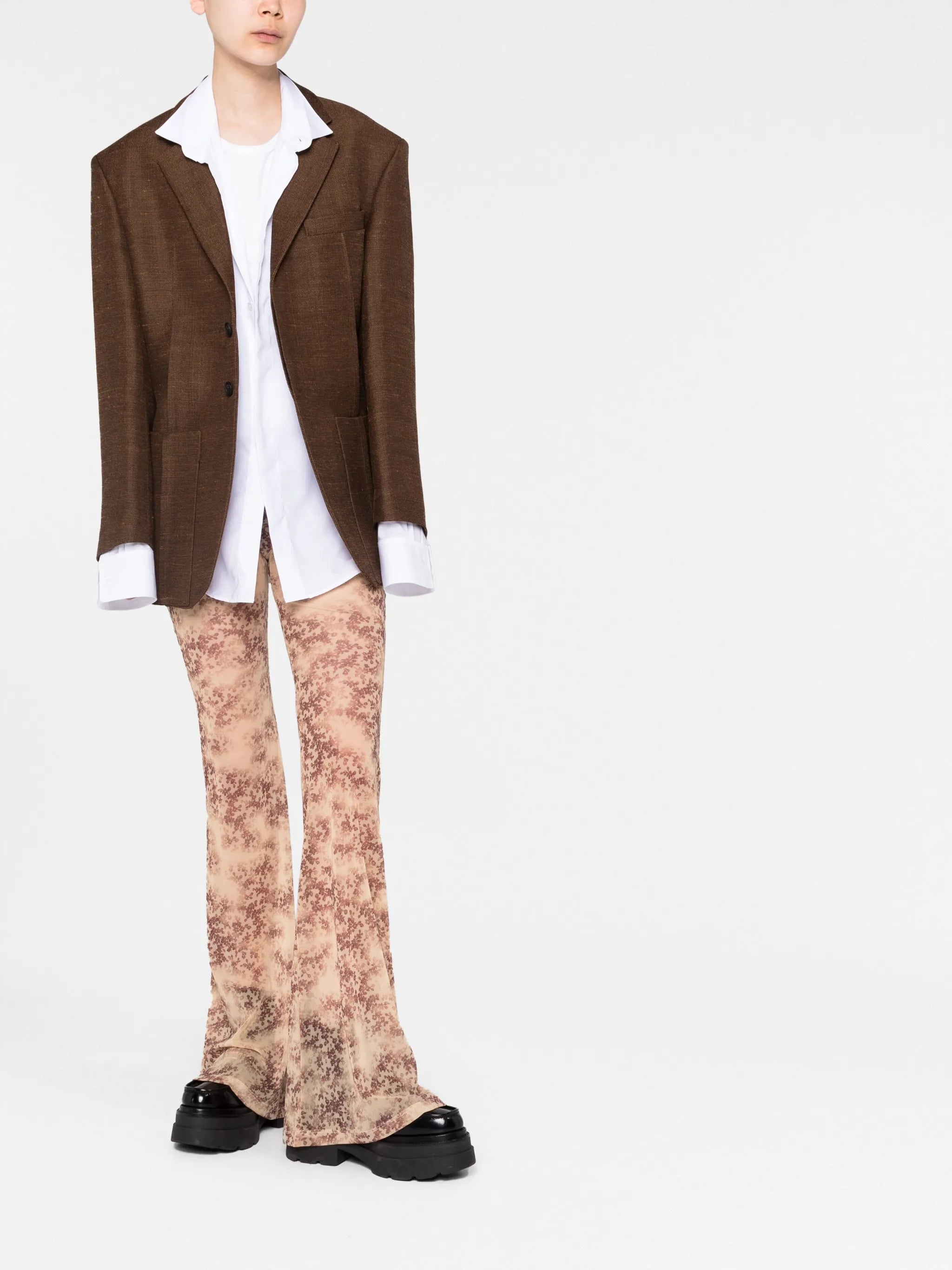 flared mesh trousers