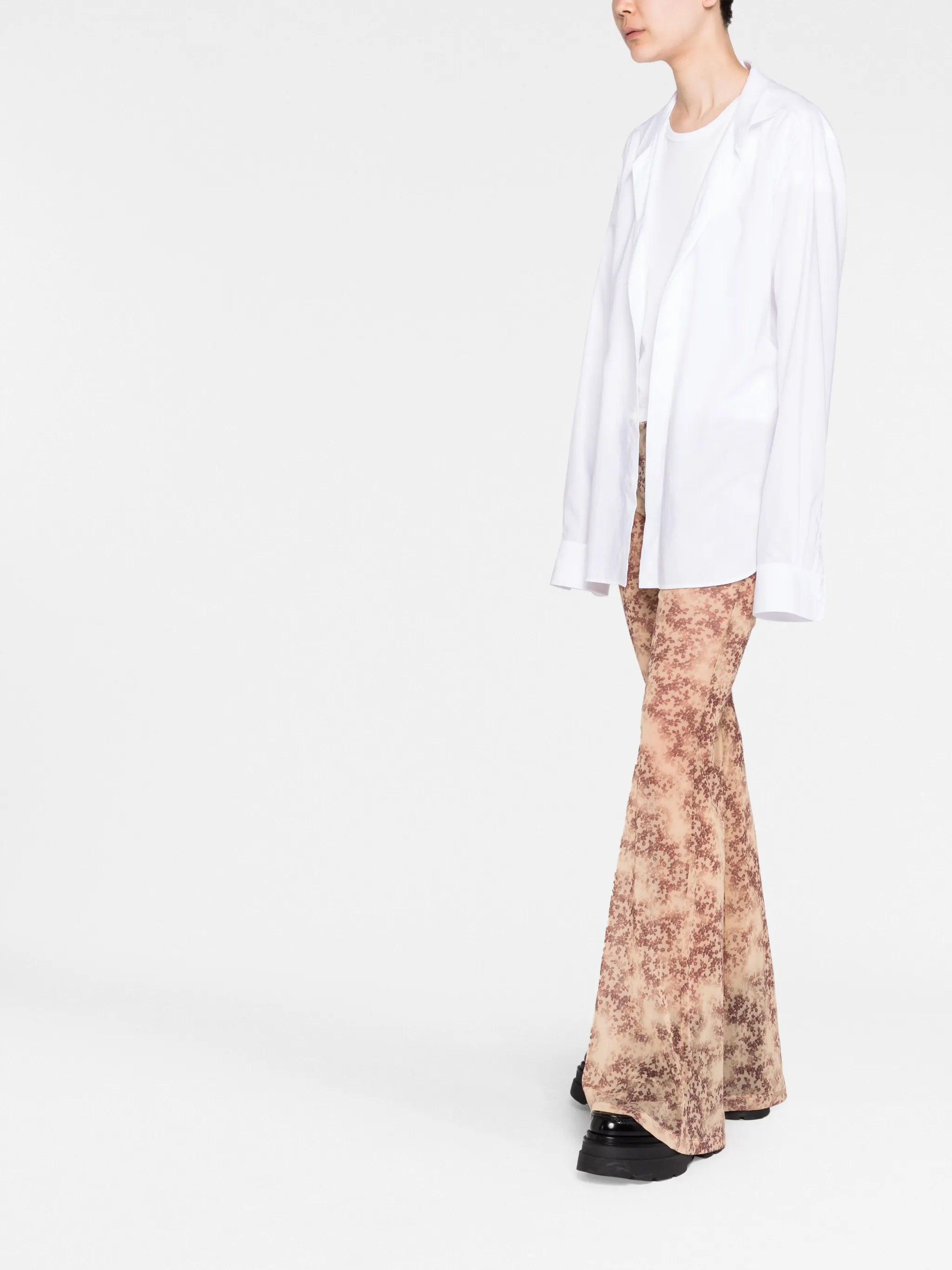 flared mesh trousers