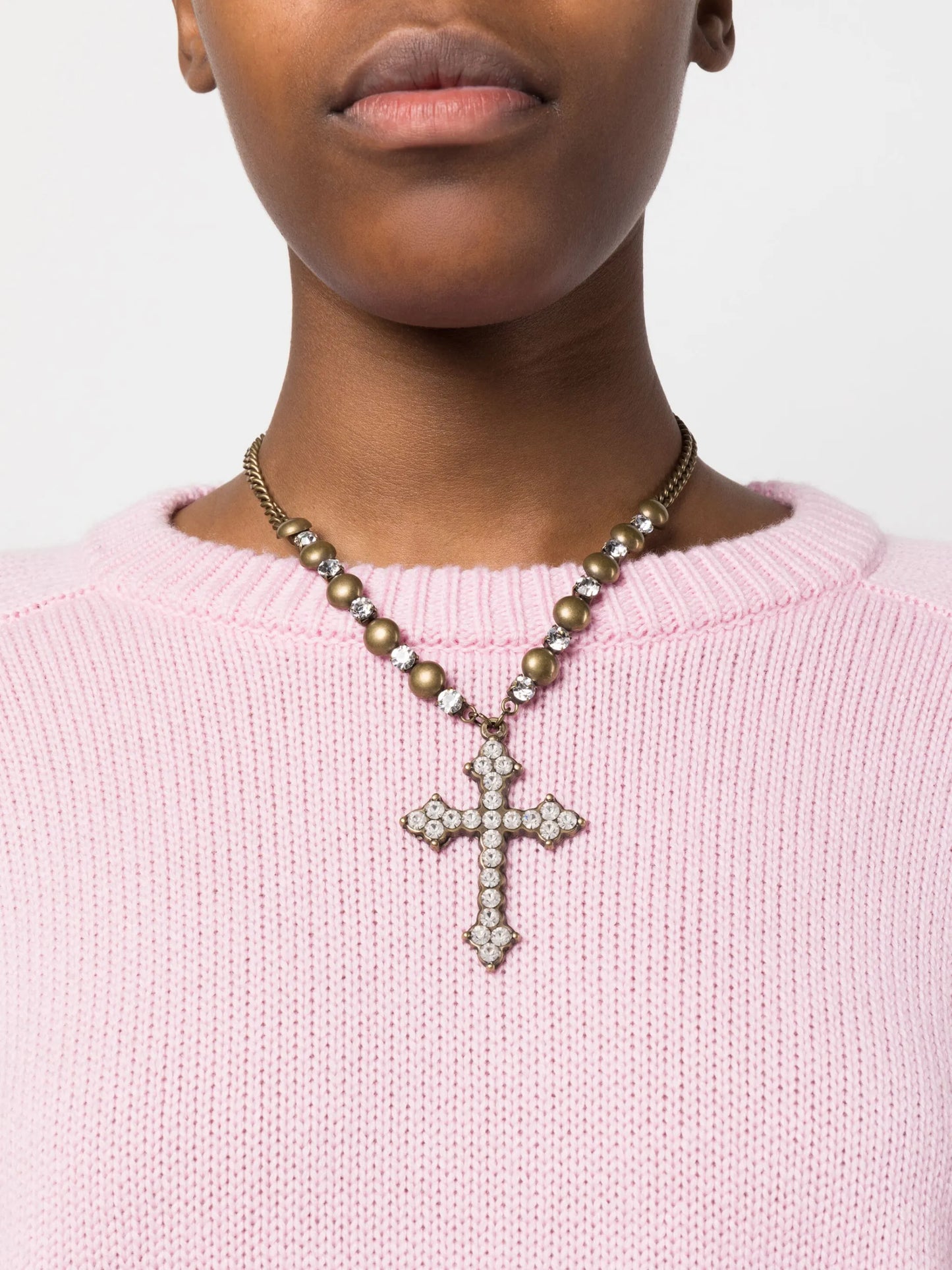 crystal-embellished cross necklace