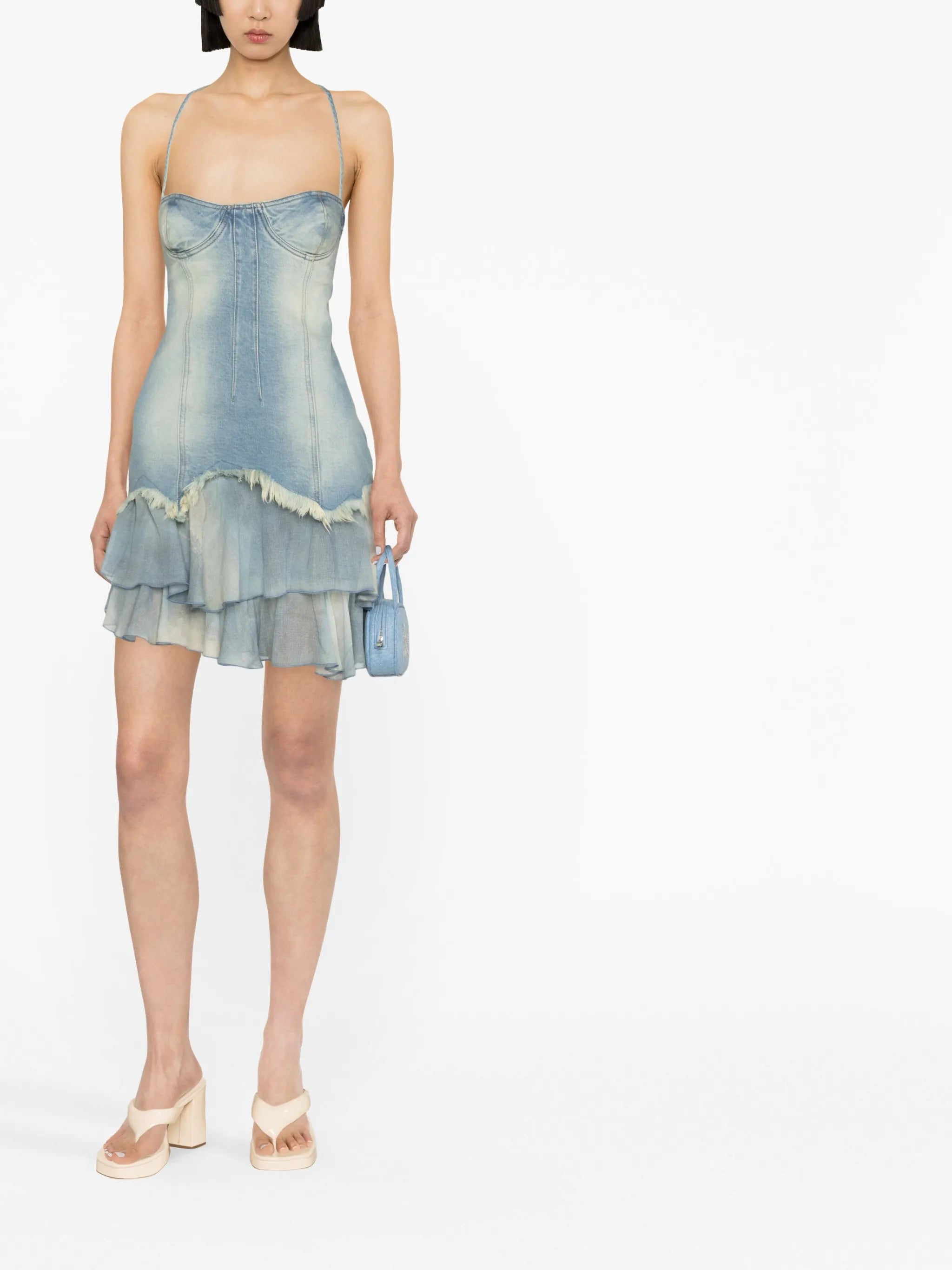 Jean tiered denim mini dress