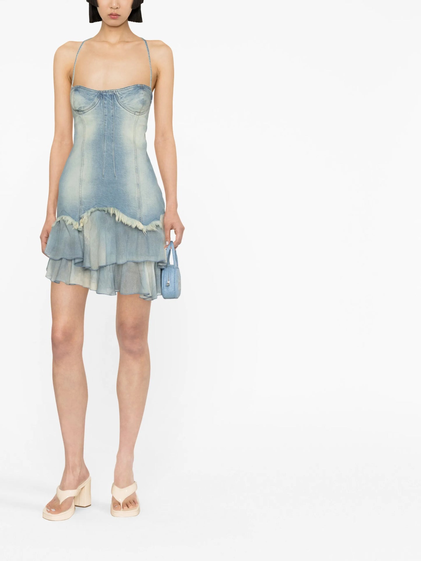 Jean tiered denim mini dress