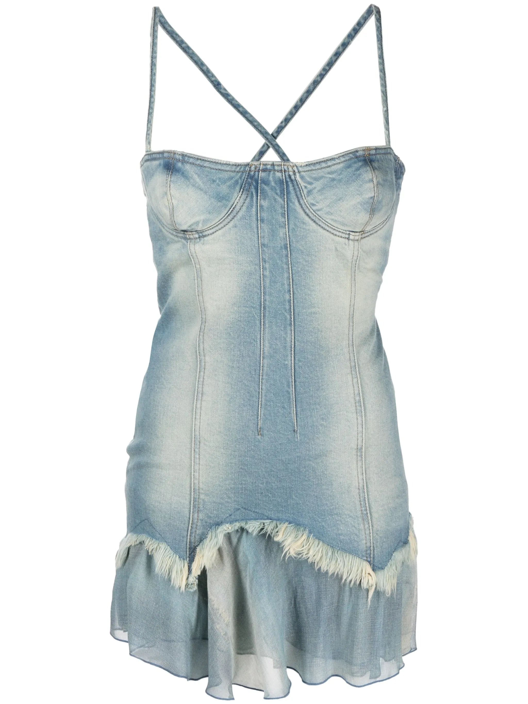 Jean tiered denim mini dress