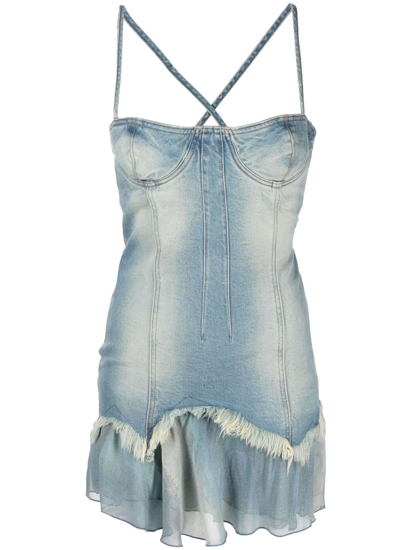 Jean tiered denim mini dress