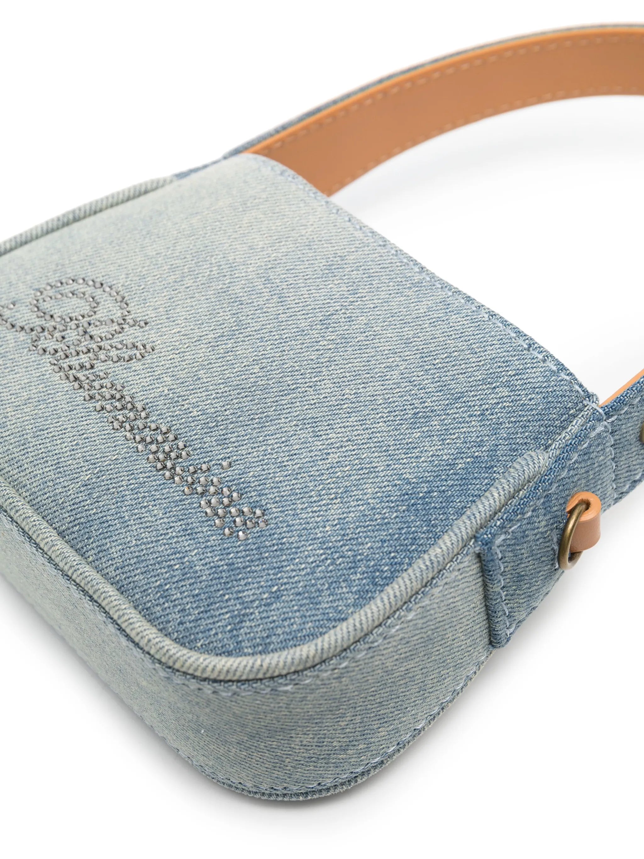 Mini denim top handle bag