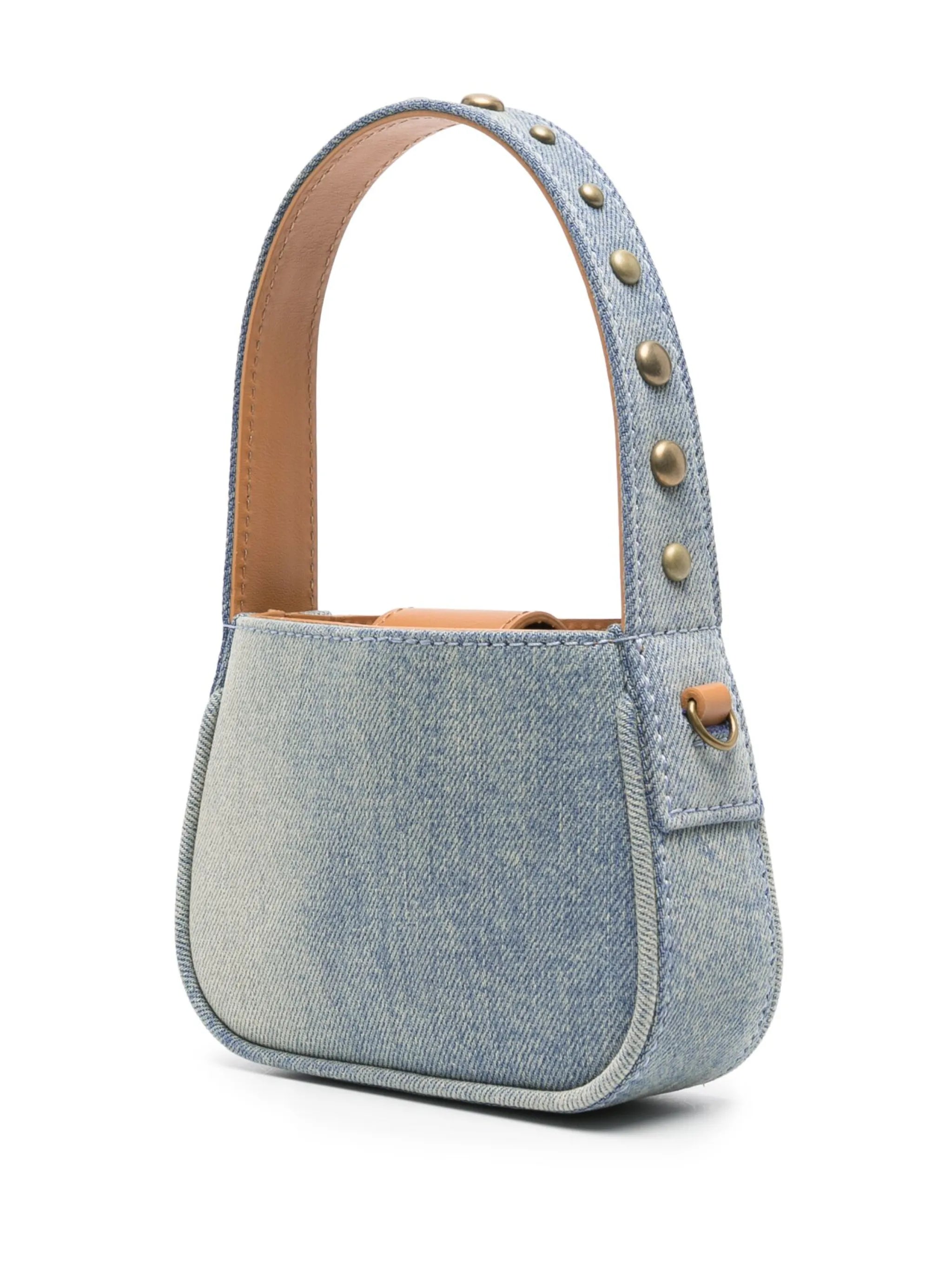 Mini denim top handle bag