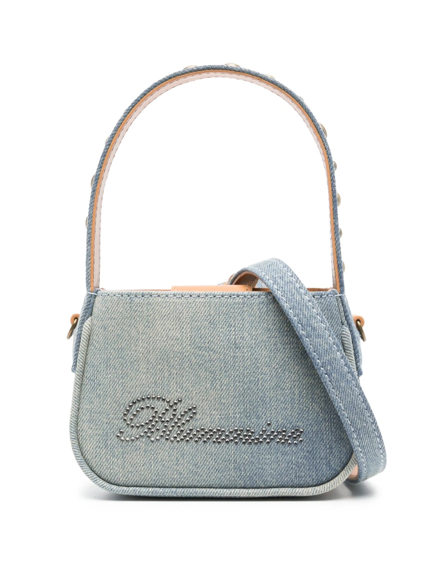 Mini denim top handle bag