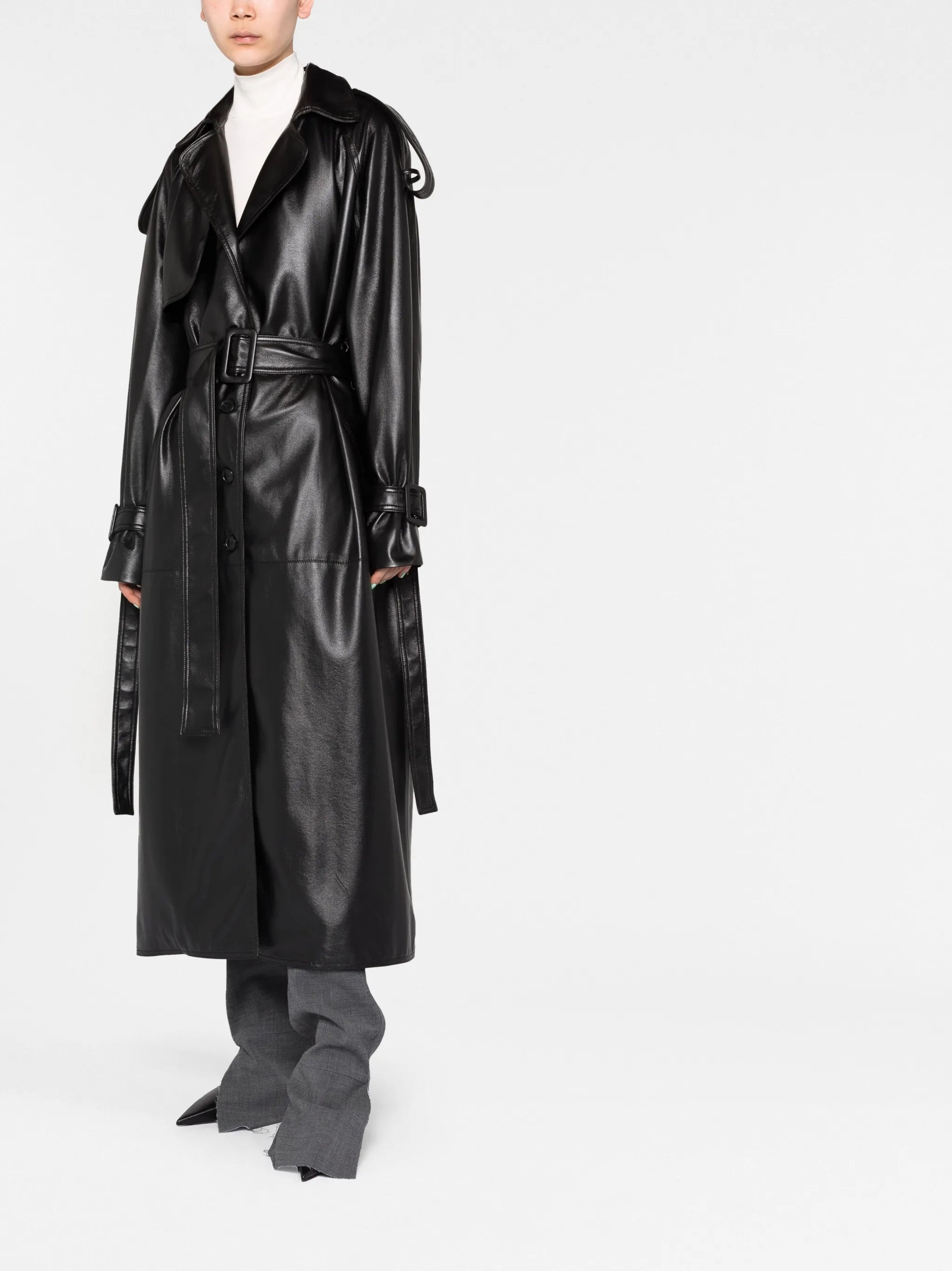 belted maxi trench coat