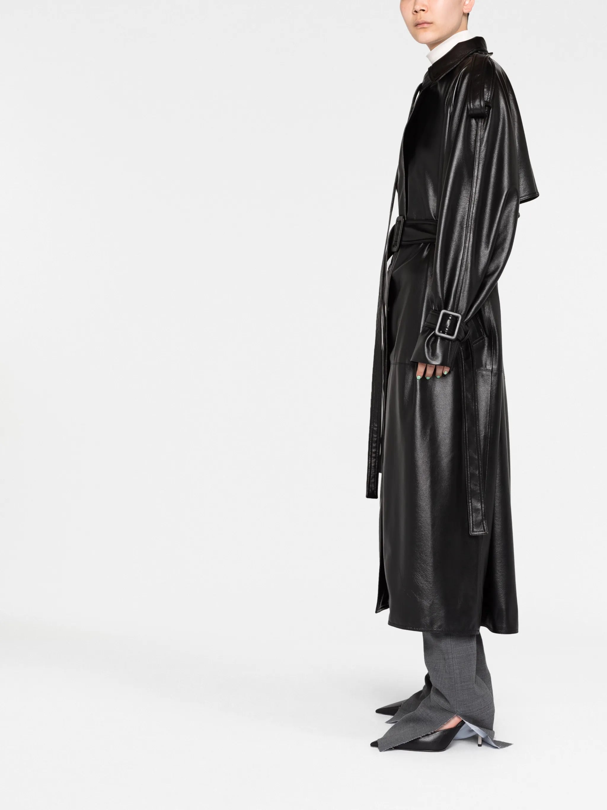 belted maxi trench coat