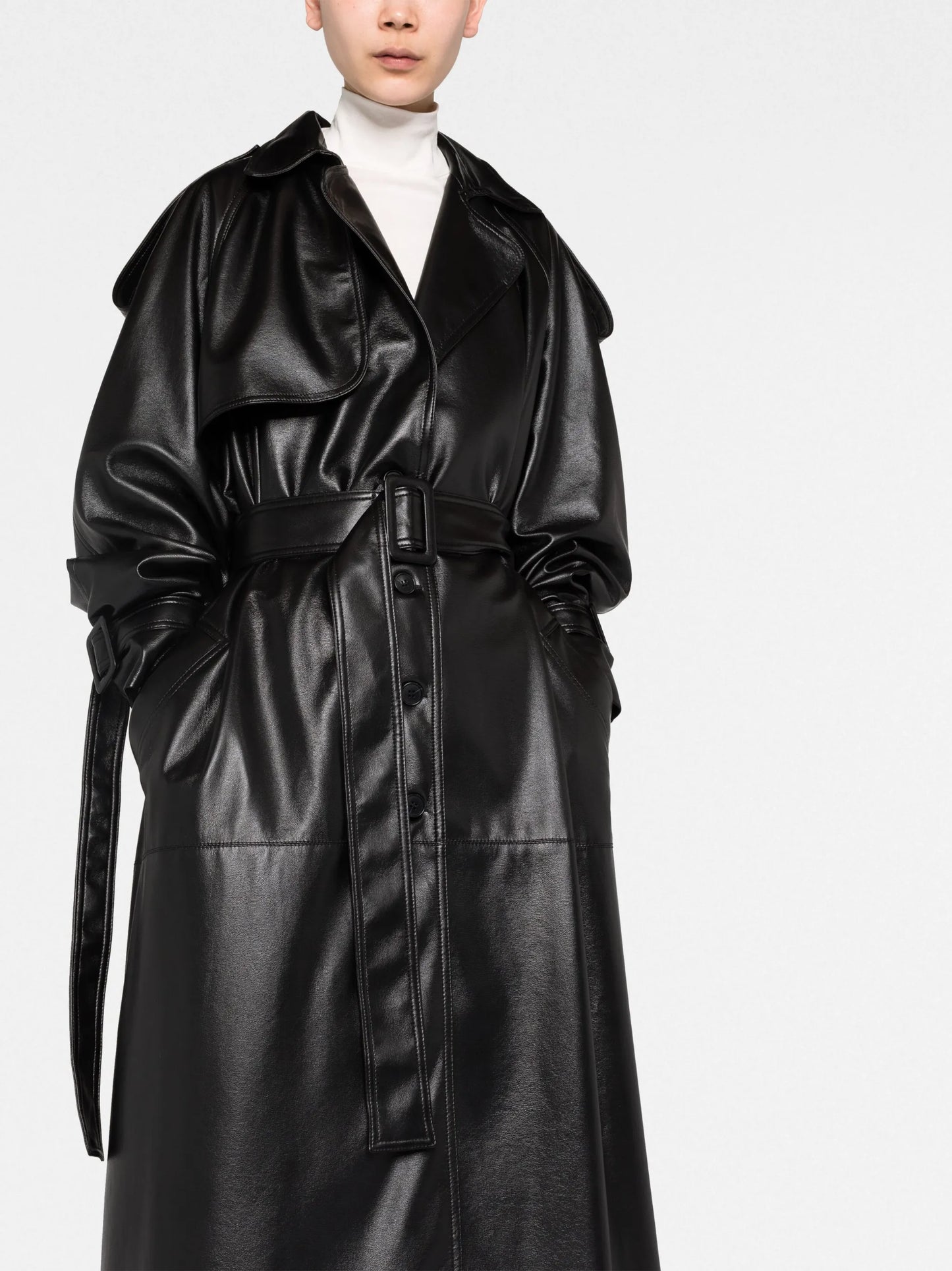 belted maxi trench coat