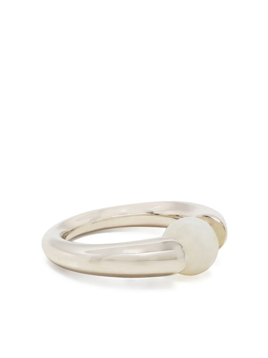 pearl-embellished polished ring