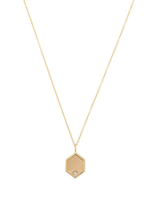 18kt yellow gold Hexagon charm diamond necklace