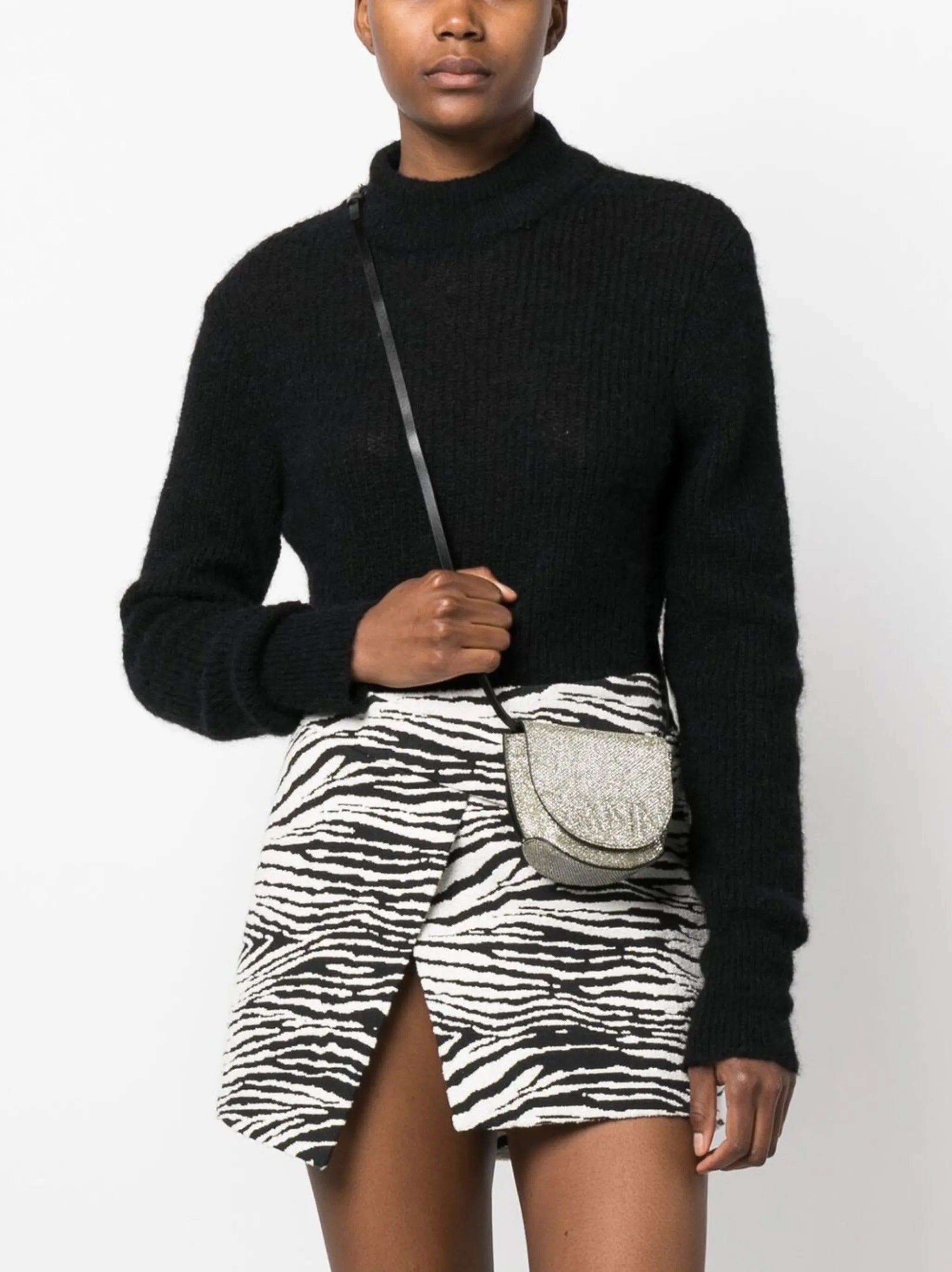 Banner crystal embellished crossbody bag