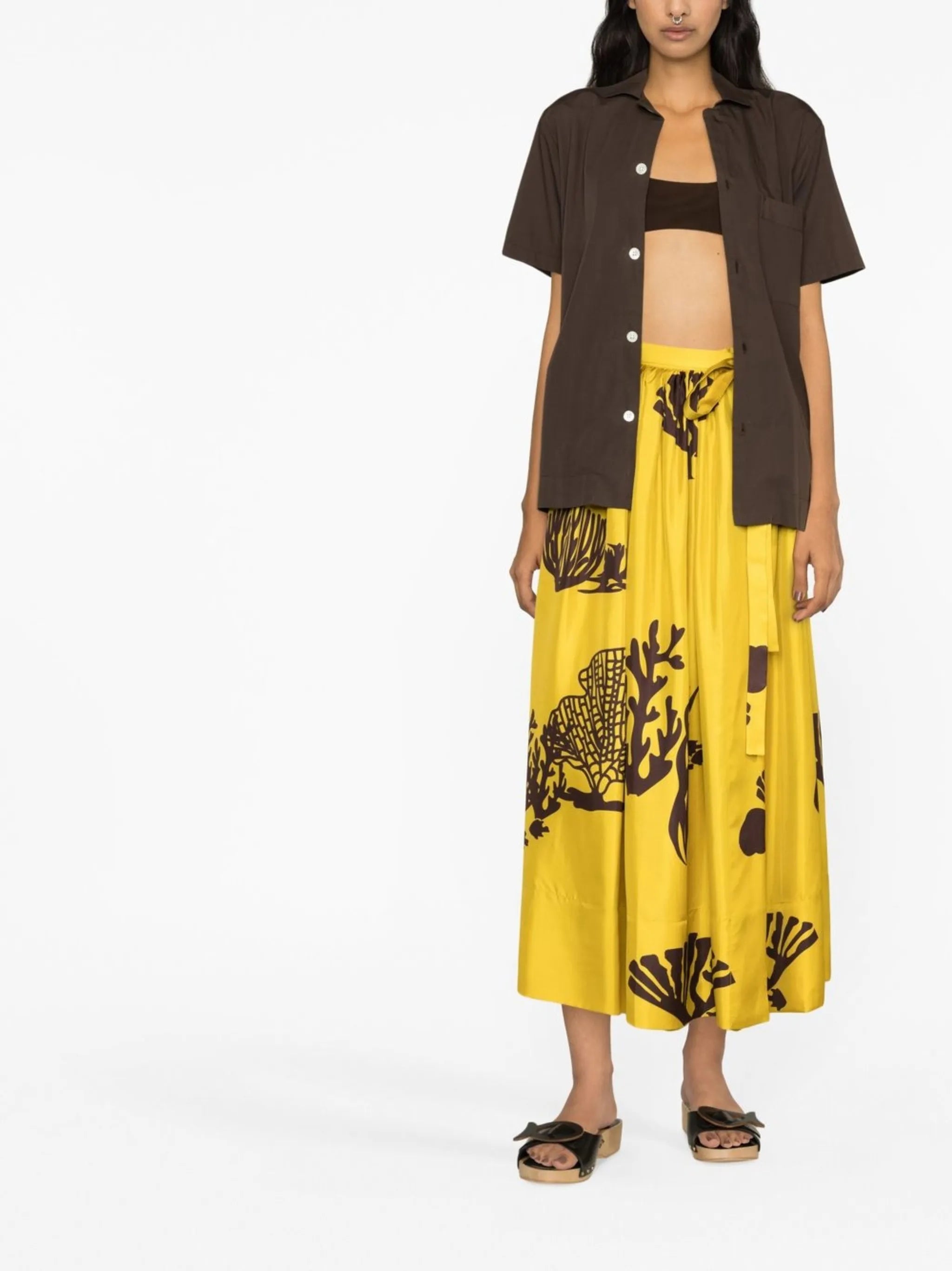 high-waisted graphic-print skirt