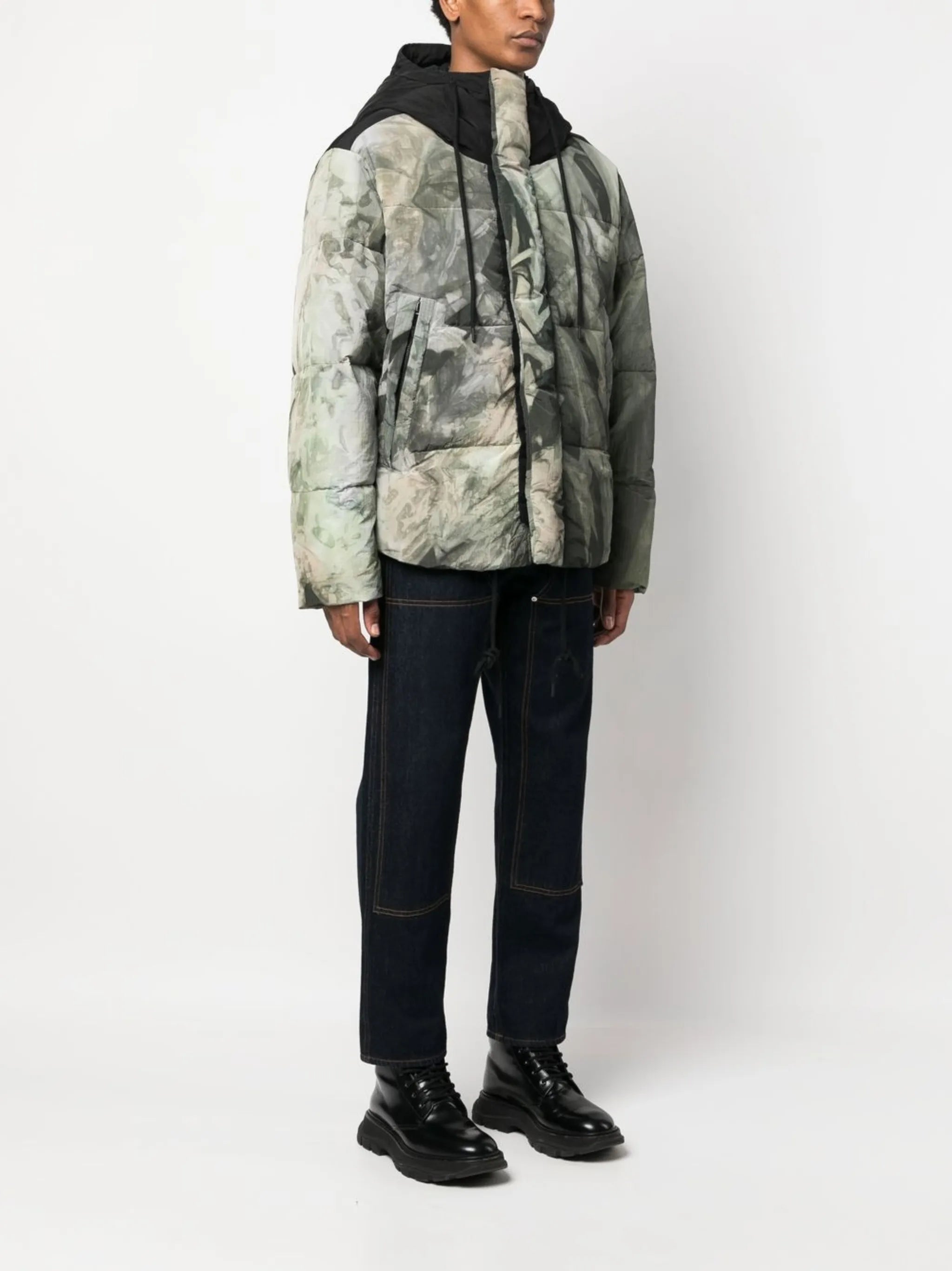 faded camouflage-print padded jacket
