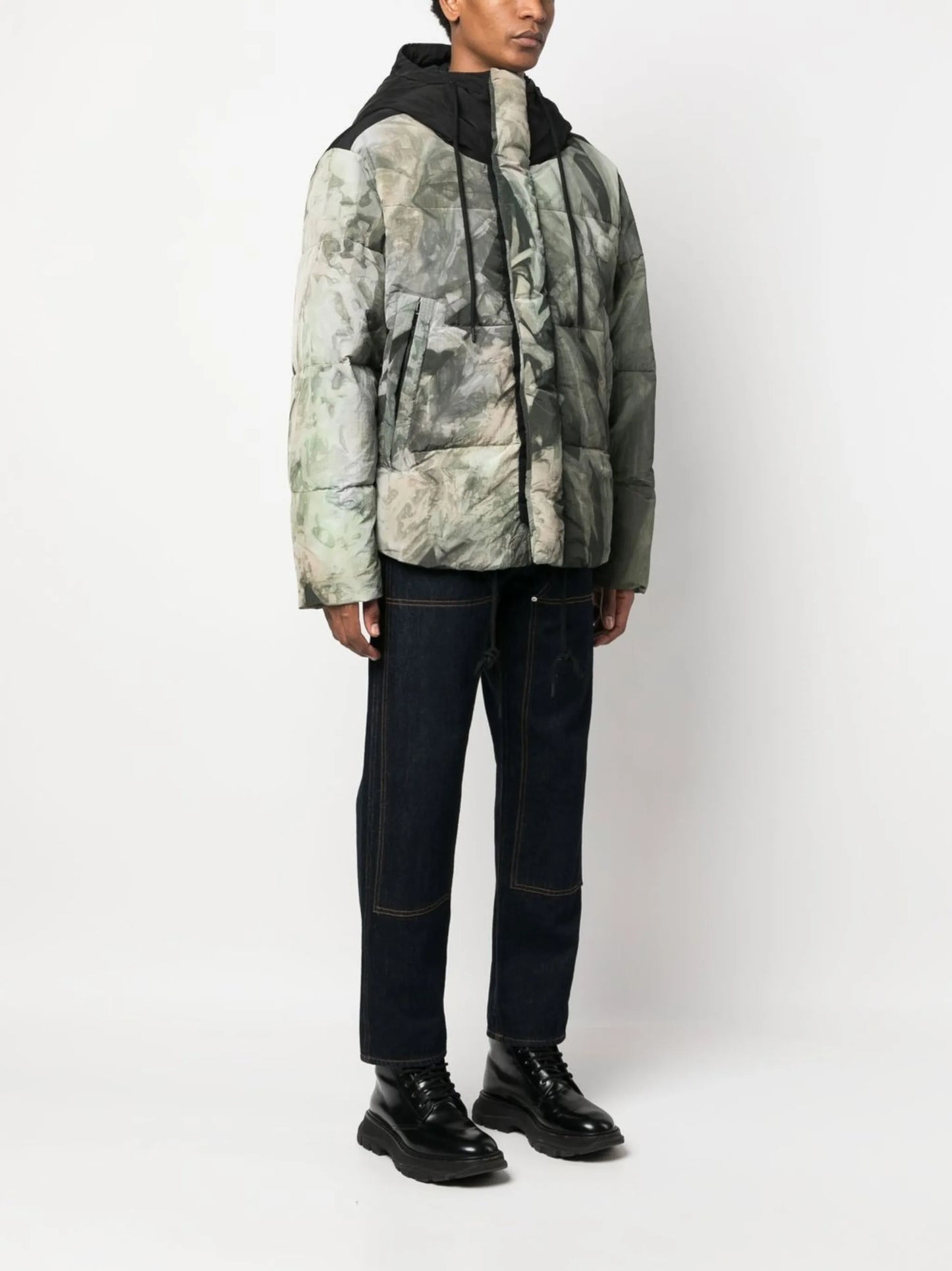 faded camouflage-print padded jacket