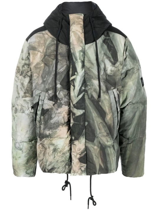 faded camouflage-print padded jacket