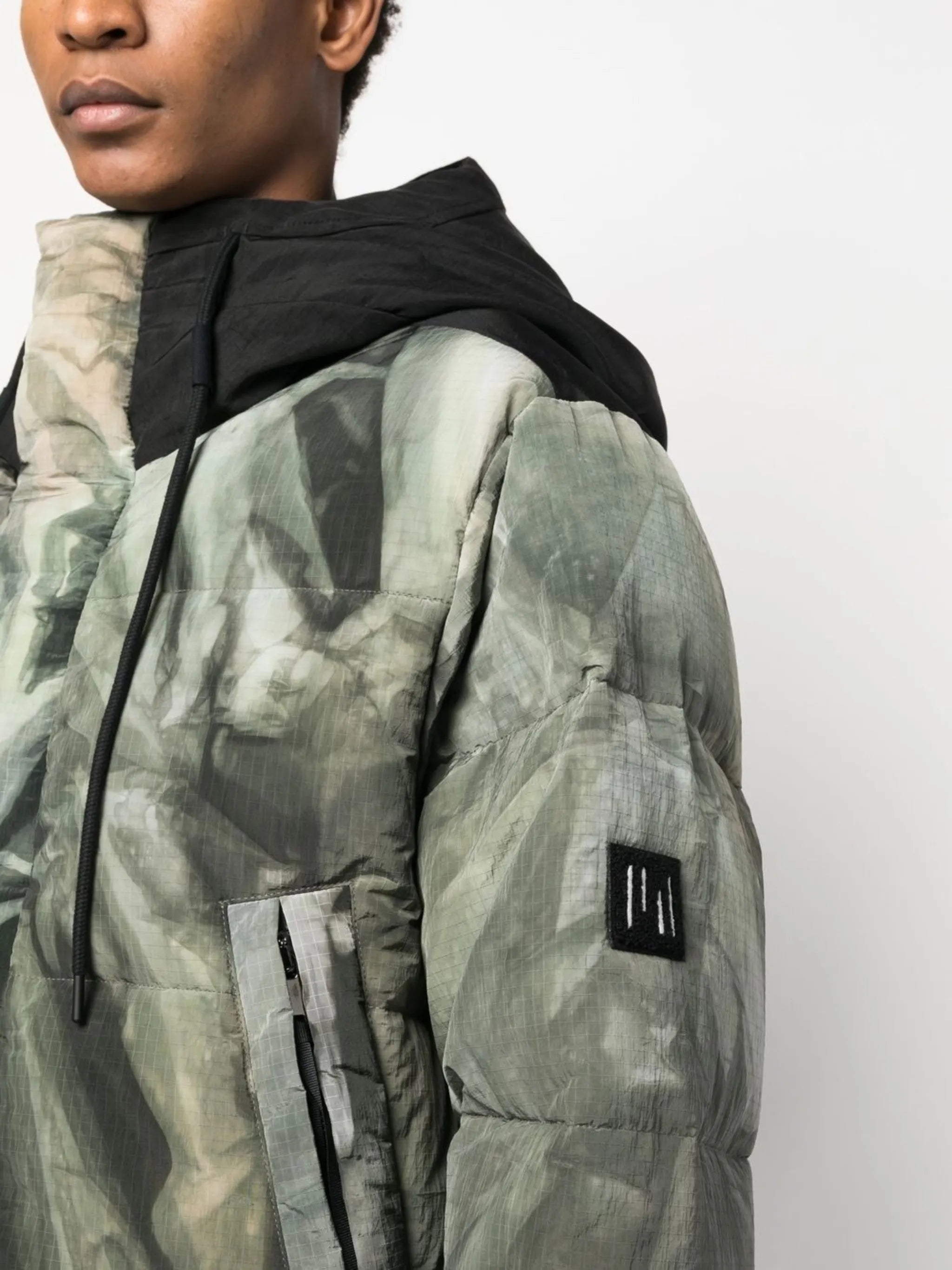 faded camouflage-print padded jacket