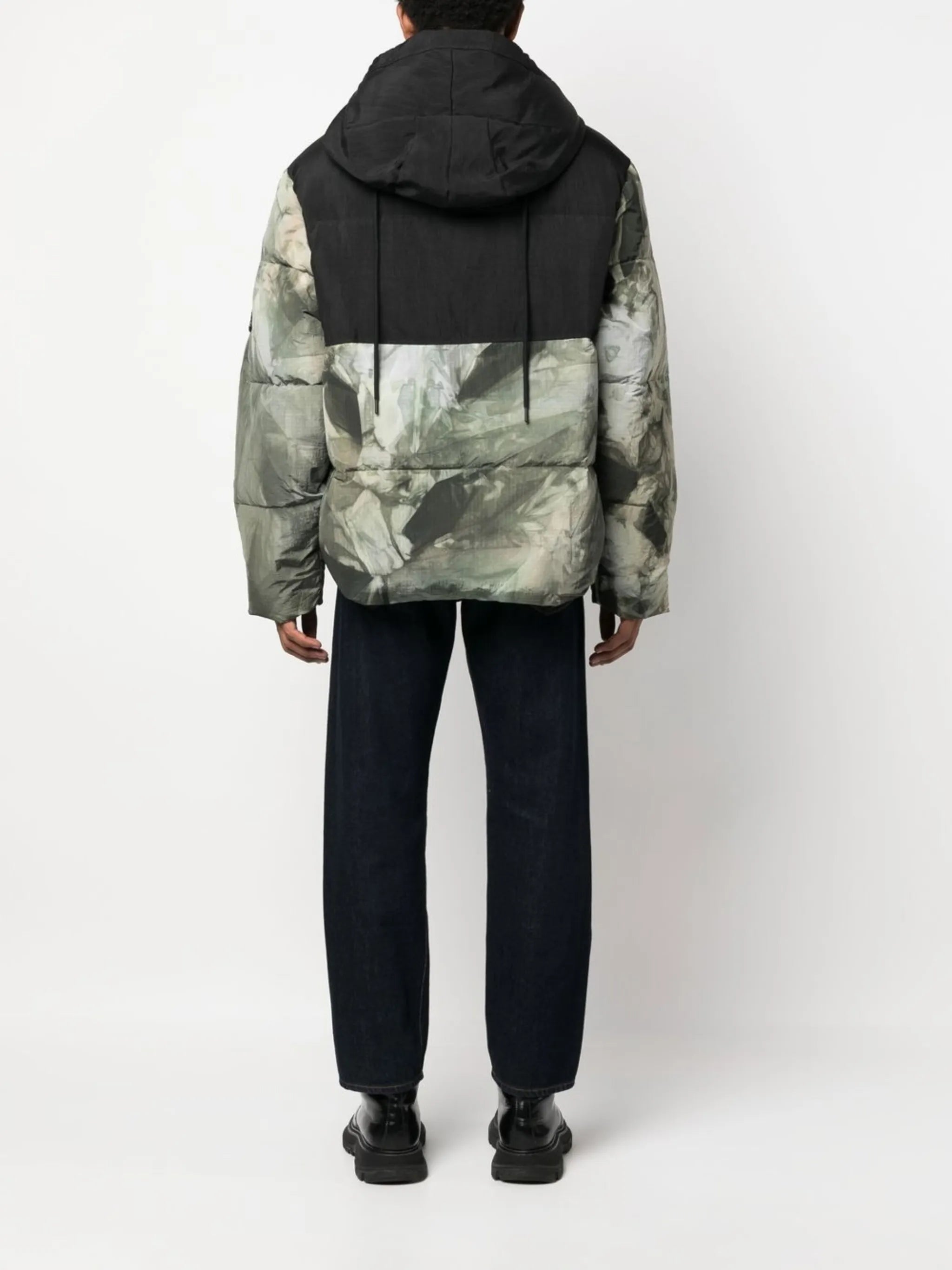 faded camouflage-print padded jacket