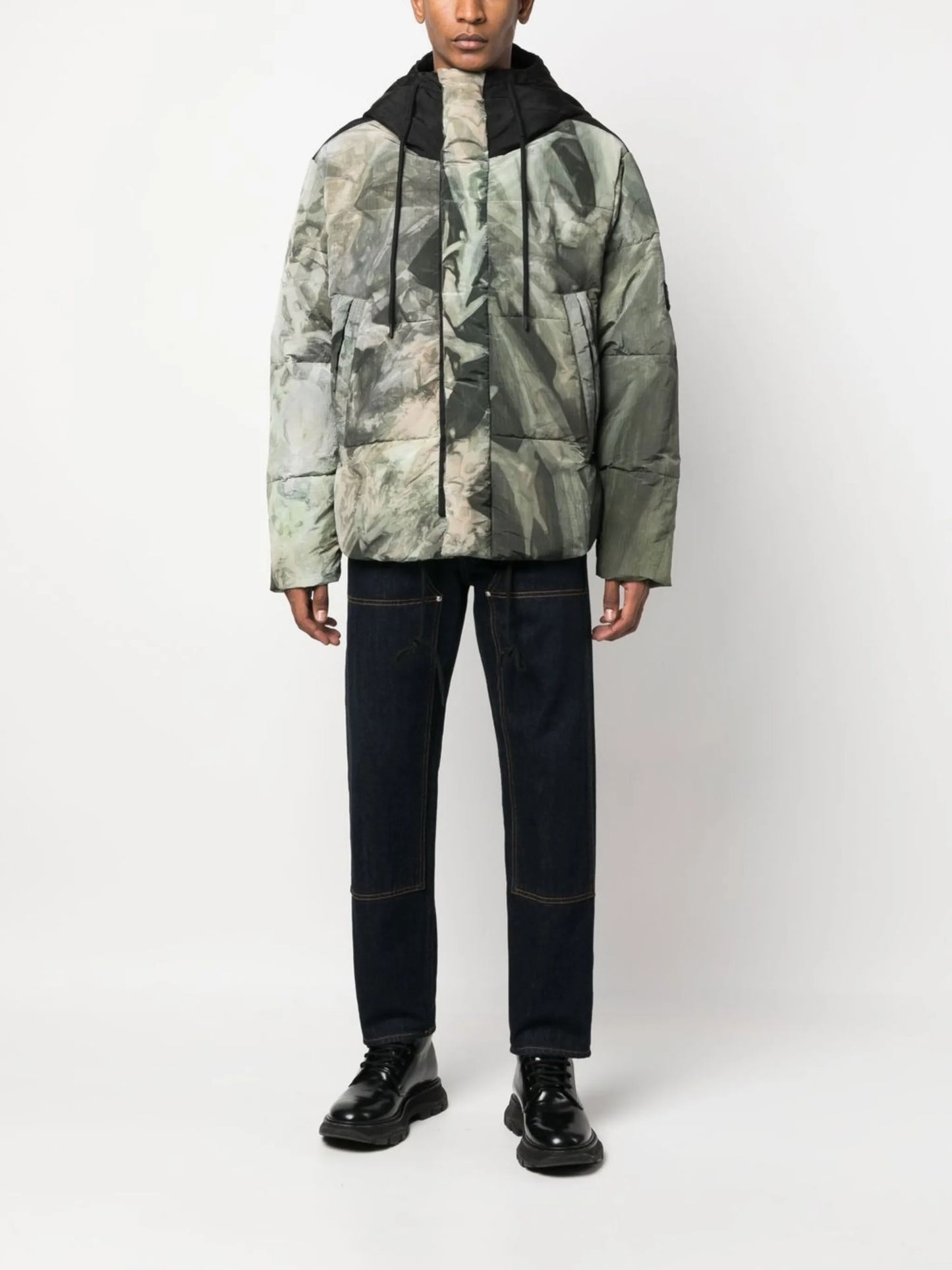 faded camouflage-print padded jacket